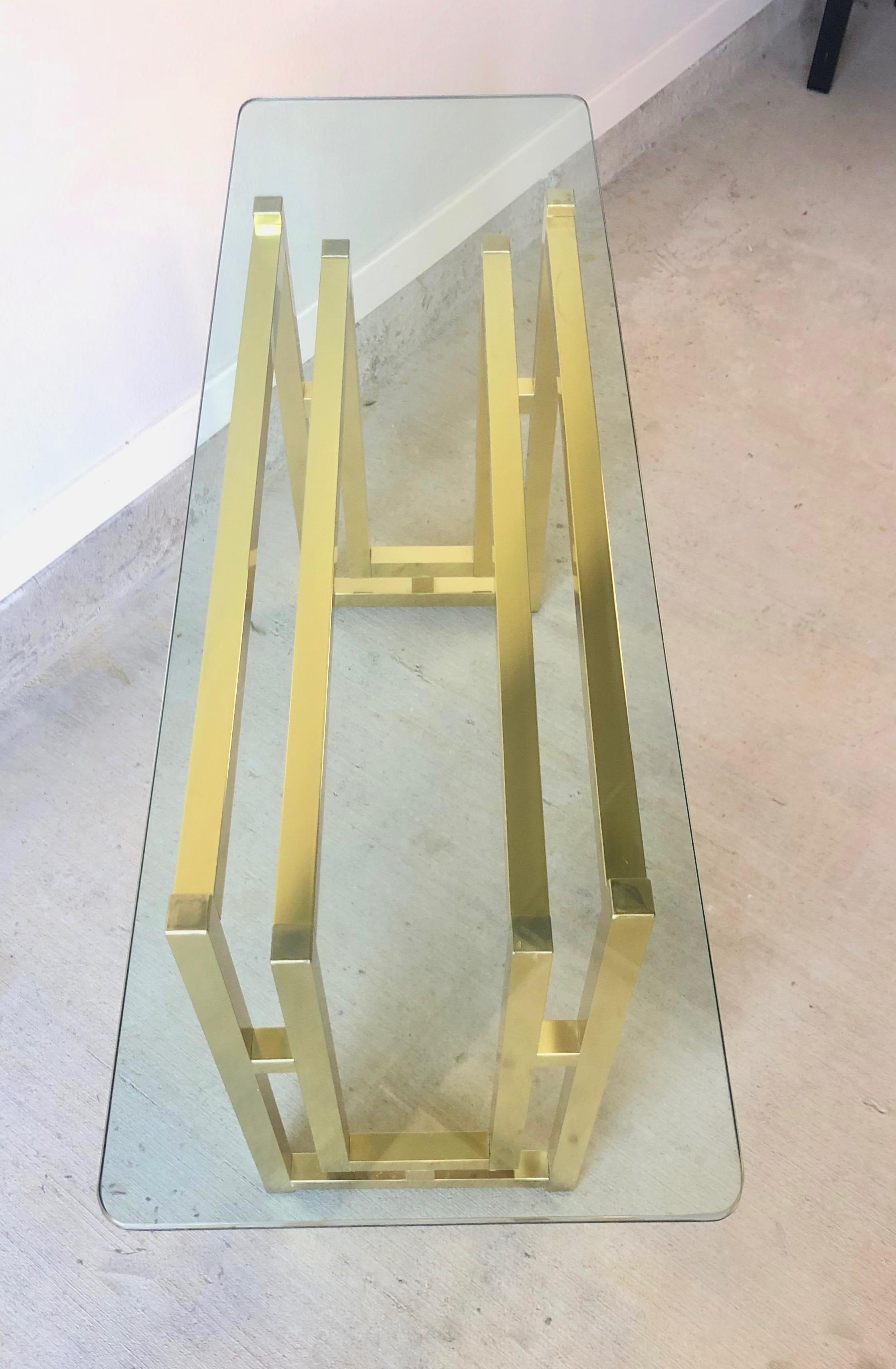 Hollywood Regency Brass Console Table In Good Condition For Sale In Denton, TX