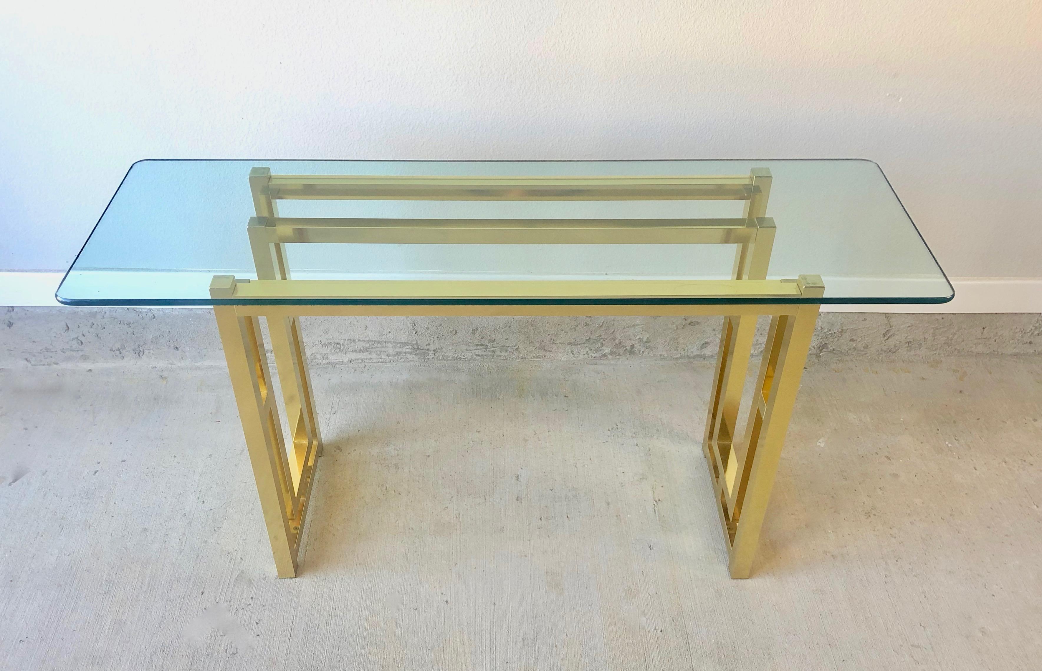 20th Century Hollywood Regency Brass Console Table For Sale