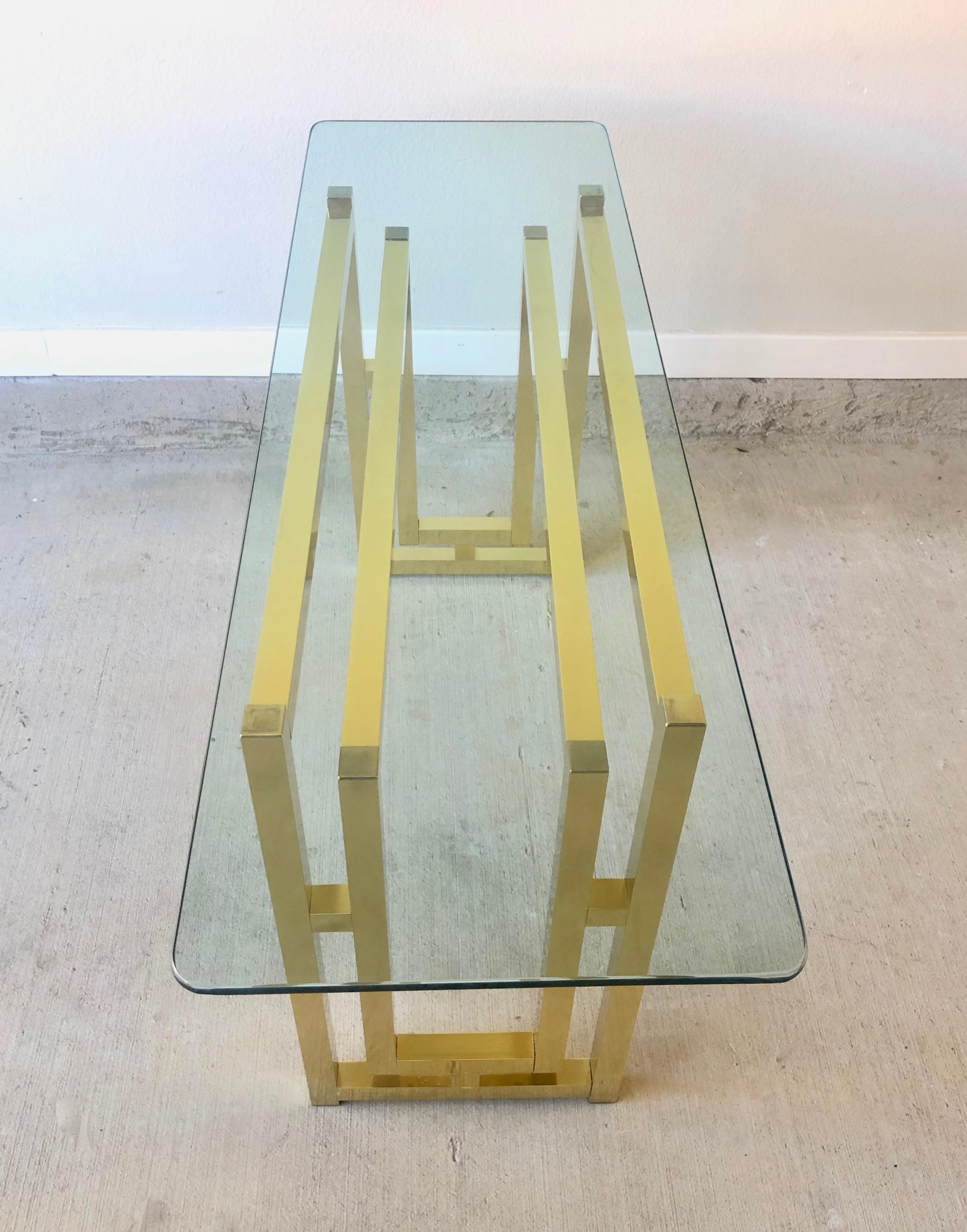 Hollywood Regency Brass Console Table For Sale 1