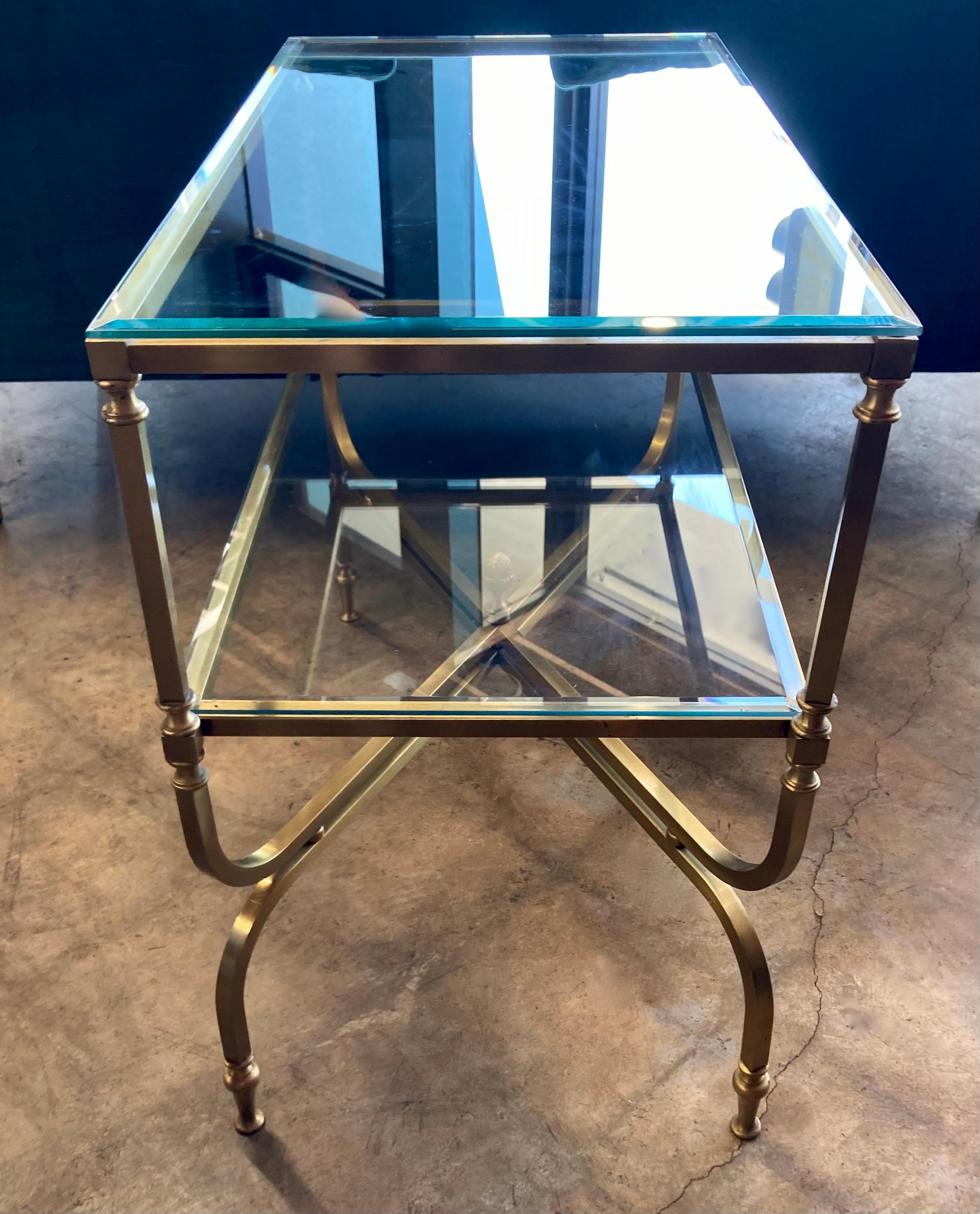 Table console en laiton Hollywood Regency en vente 2
