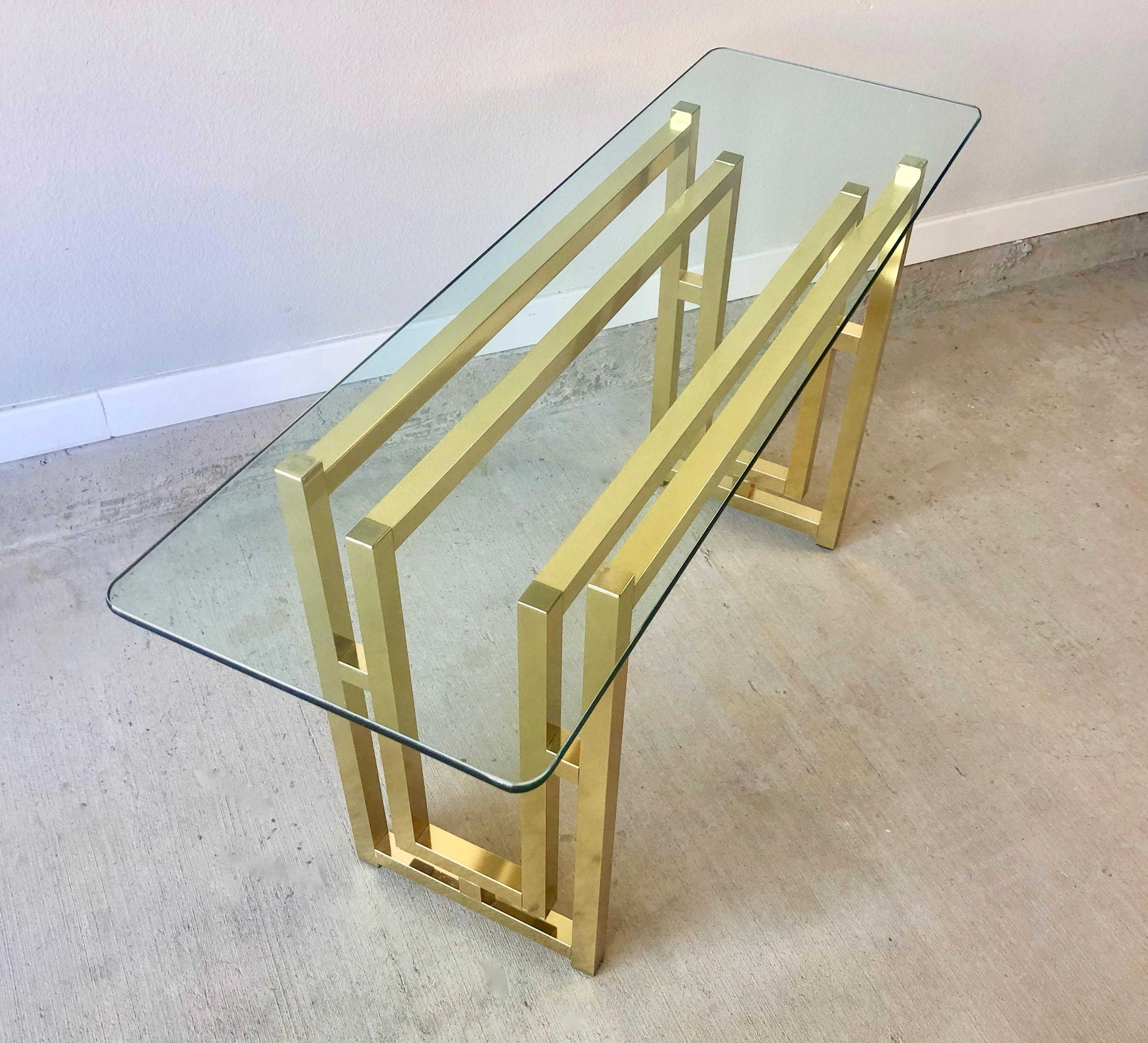 Hollywood Regency Brass Console Table For Sale 4