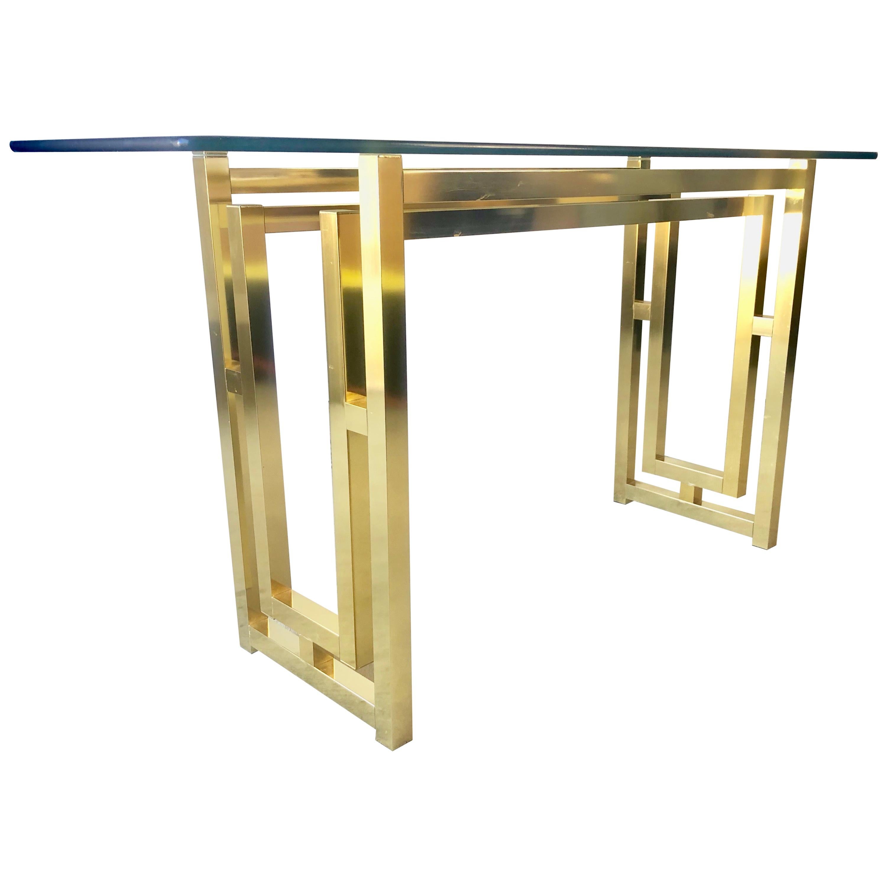 Hollywood Regency Brass Console Table