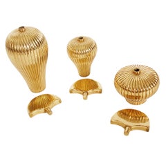 Hollywood Regency Brass Decanter / Bar Set with Mirrored Tray