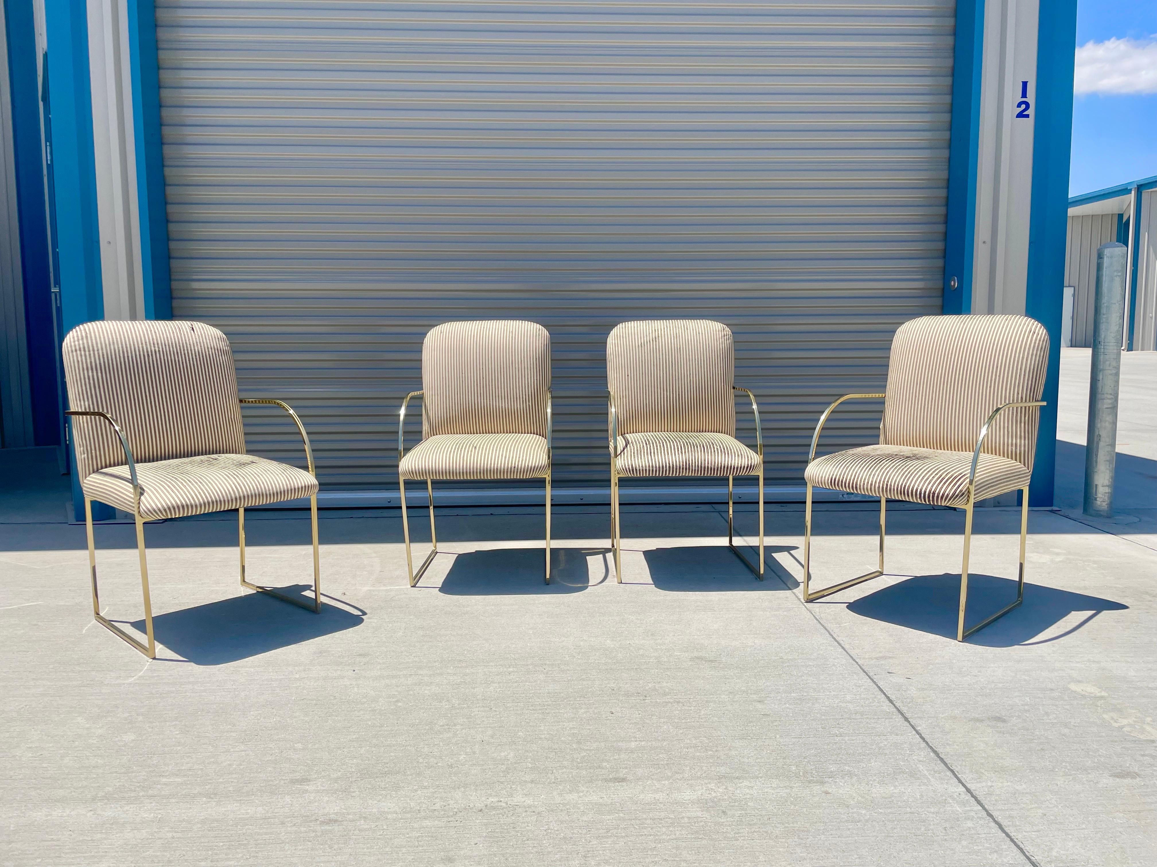 Mid-Century Modern Hollywood Regency Brass Dining Chairs by Design Institute of America For Sale