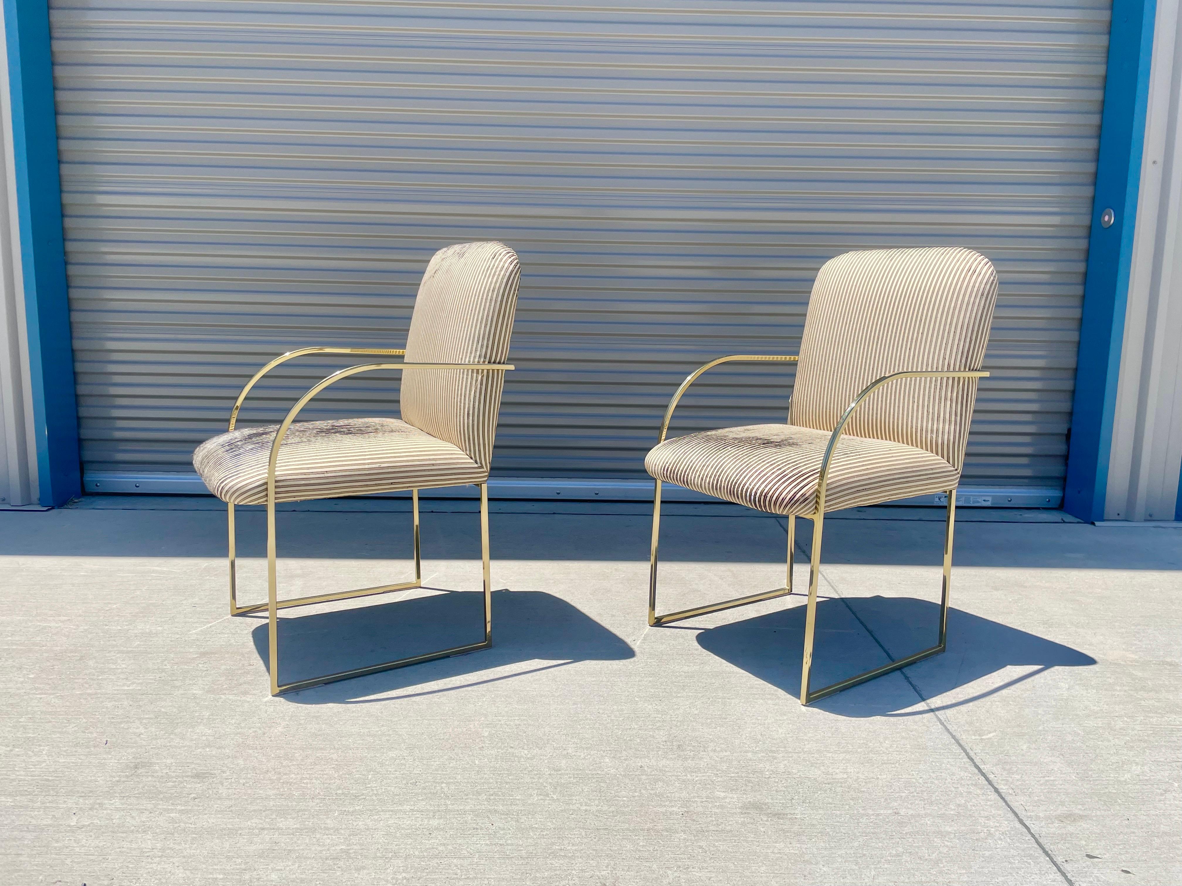 American Hollywood Regency Brass Dining Chairs by Design Institute of America For Sale