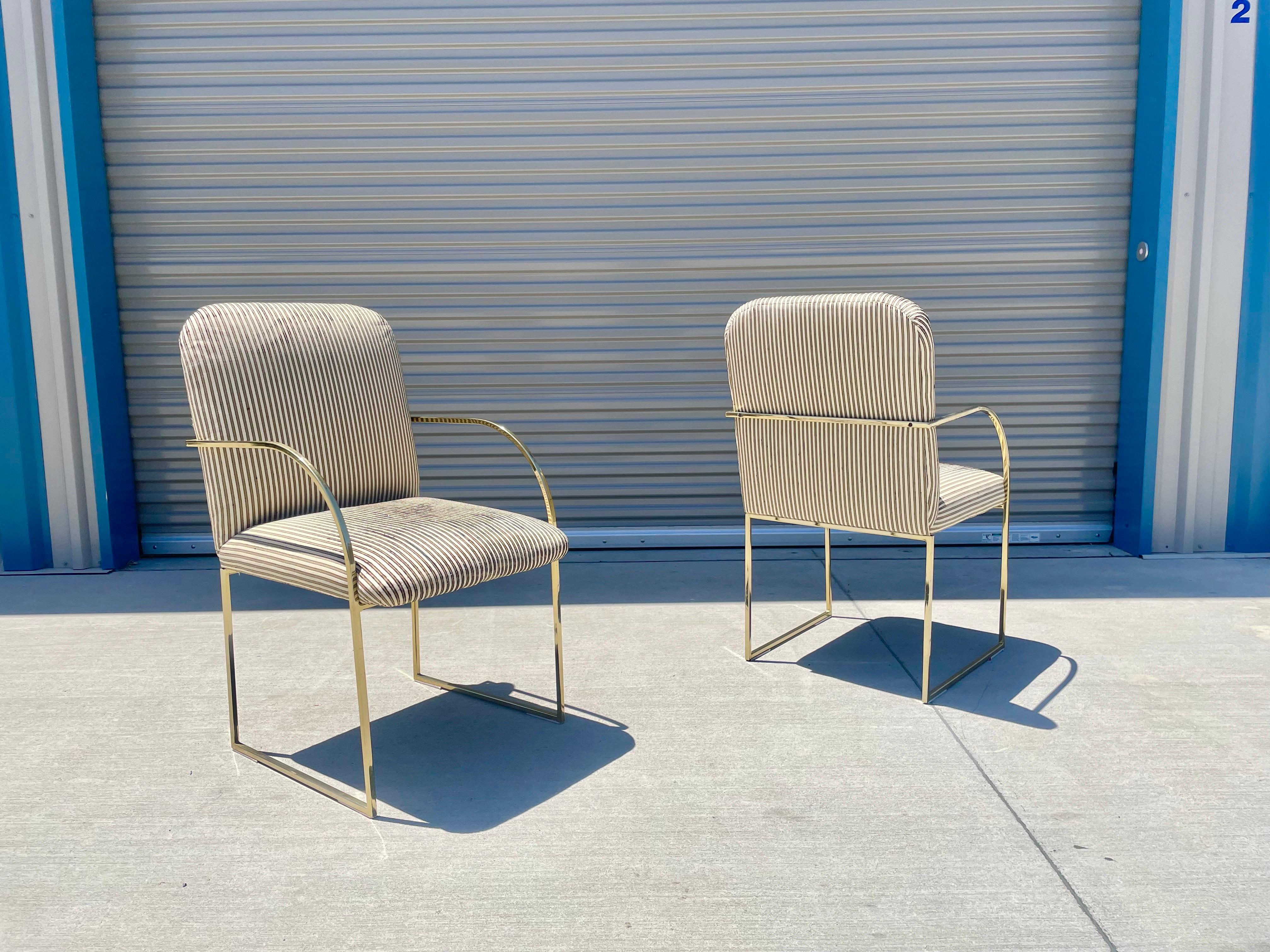 Hollywood Regency Brass Dining Chairs by Design Institute of America In Good Condition For Sale In North Hollywood, CA