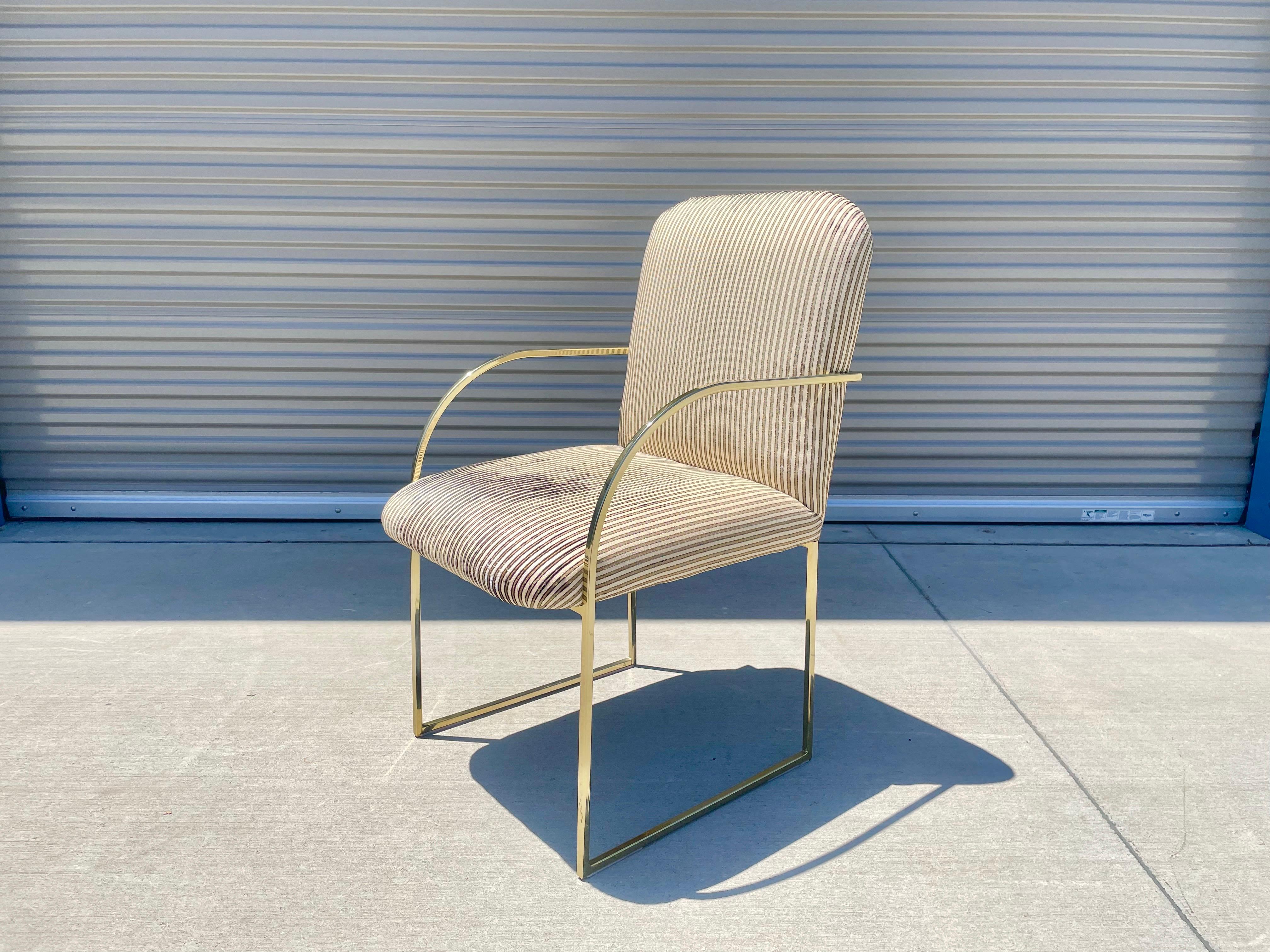 Late 20th Century Hollywood Regency Brass Dining Chairs by Design Institute of America For Sale