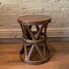 Hollywood Regency Brass Drum Stool Side Table by Sarreid Ltd.