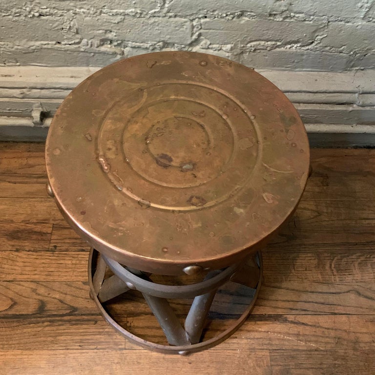 Hollywood Regency Brass Drum Stool Side Table by Sarreid Ltd. at 1stDibs