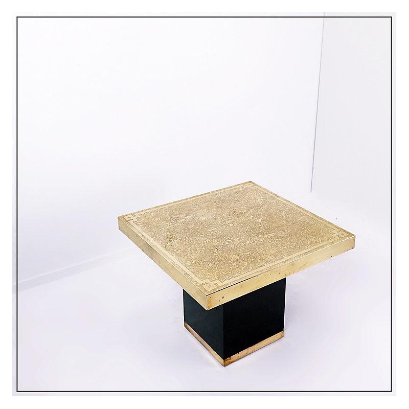 Hollywood Regency Brass Etched Side Table, 1950s For Sale 2