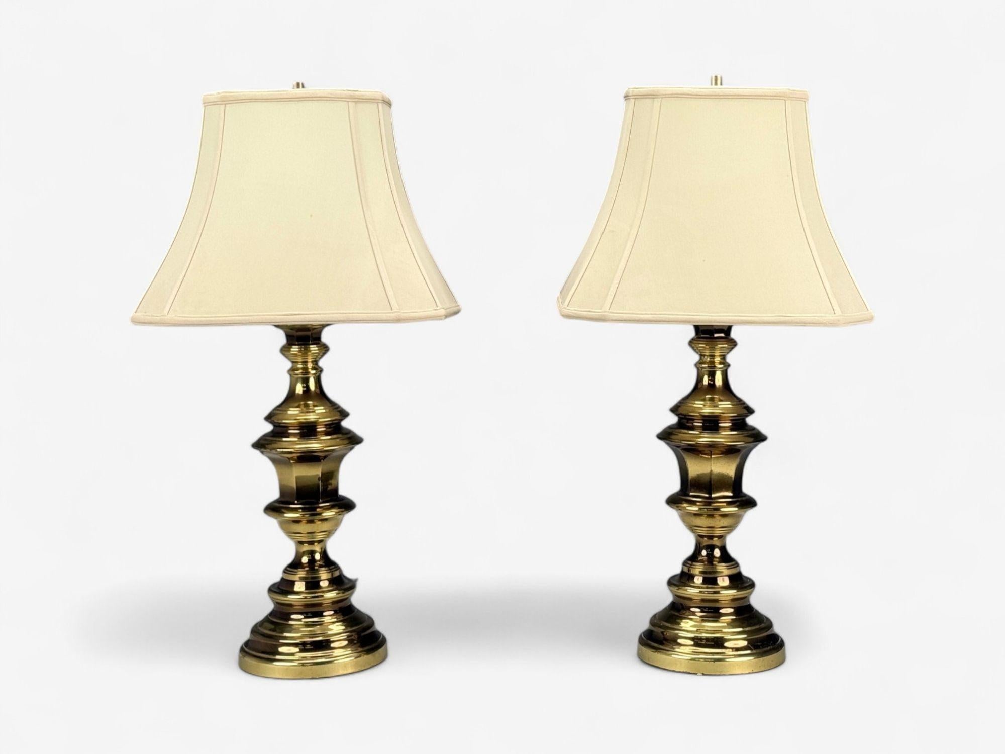 Hollywood Regency Style, Brass, Fabric, Table Lamps, USA, 1970s

Pair of traditional urn shaped brass table lamps likely designed and produced in the US in the second half of the 20th century.

Patinated Brass, Fabric; United States c. 1970s

Sold