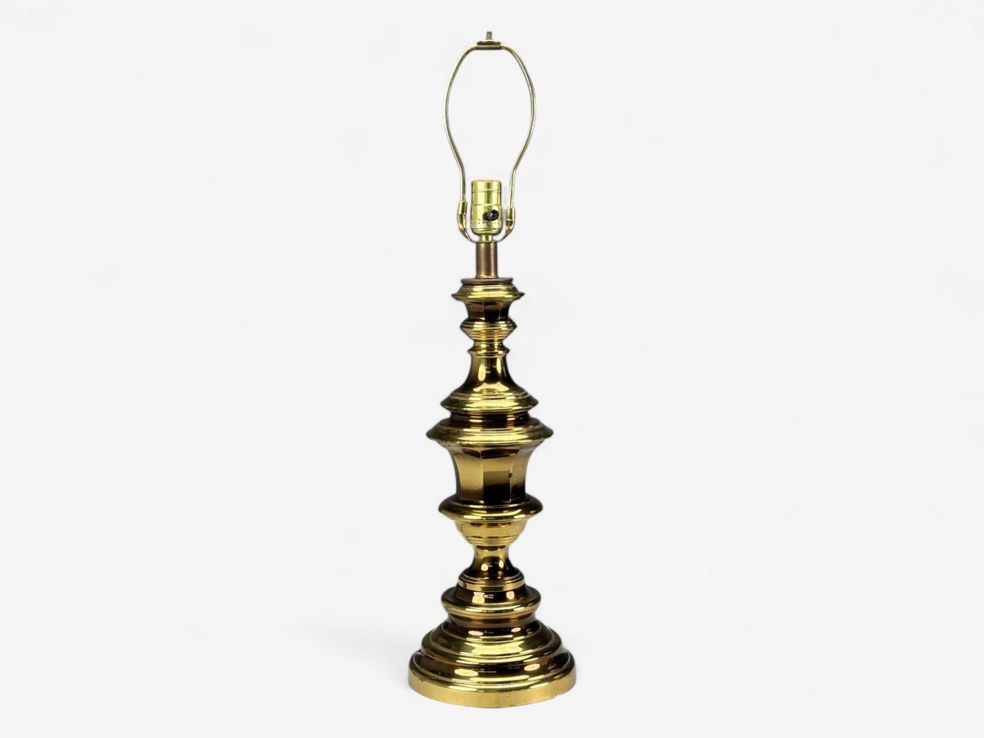 Hollywood Regency, Brass, Fabric, Table Lamps, USA, 1970s Latón en venta