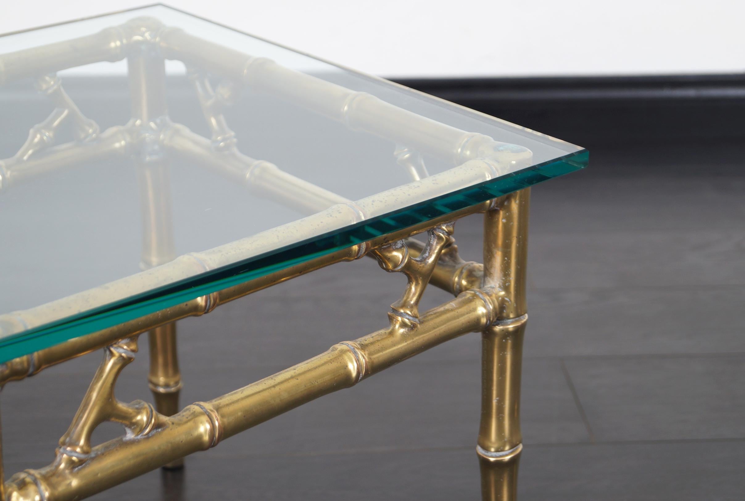 Hollywood Regency Brass Faux Bamboo Side Tables In Excellent Condition In North Hollywood, CA