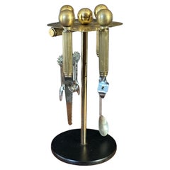 Hollywood-Regency-Cocktail-Barbesteck aus Messing von Maxwell Phillips, fünfteilig