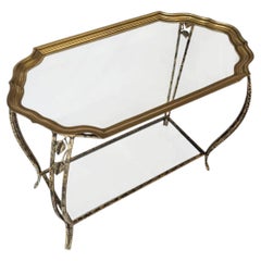 Hollywood Regency Brass, Glass and Wrought Iron Butler Tray Table
