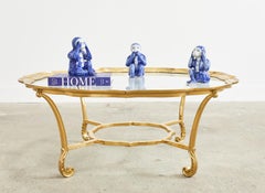 Hollywood Regency Brass Glass Cocktail Table by Labarge