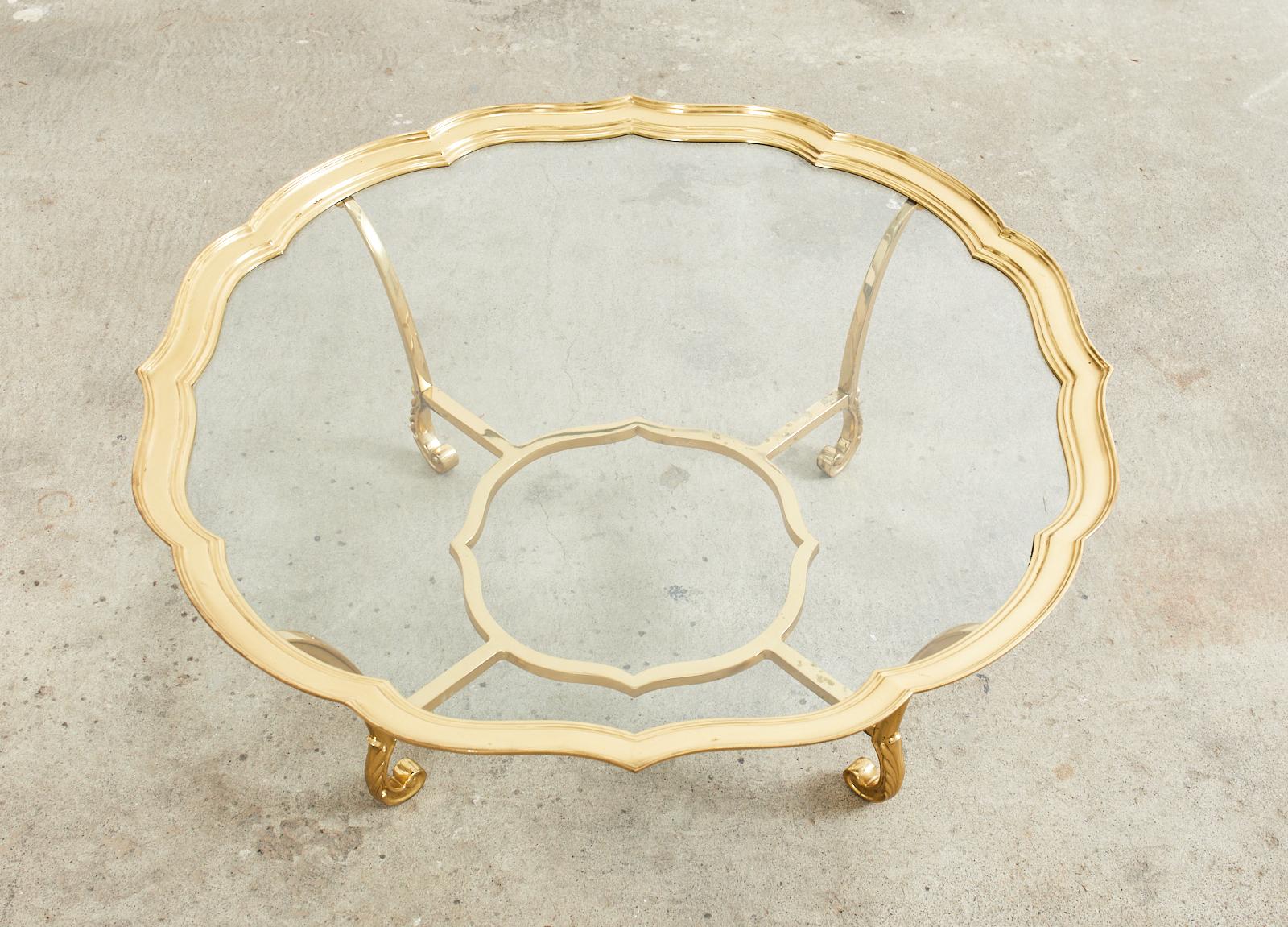 20th Century Hollywood Regency Brass Glass Cocktail Table by Labarge