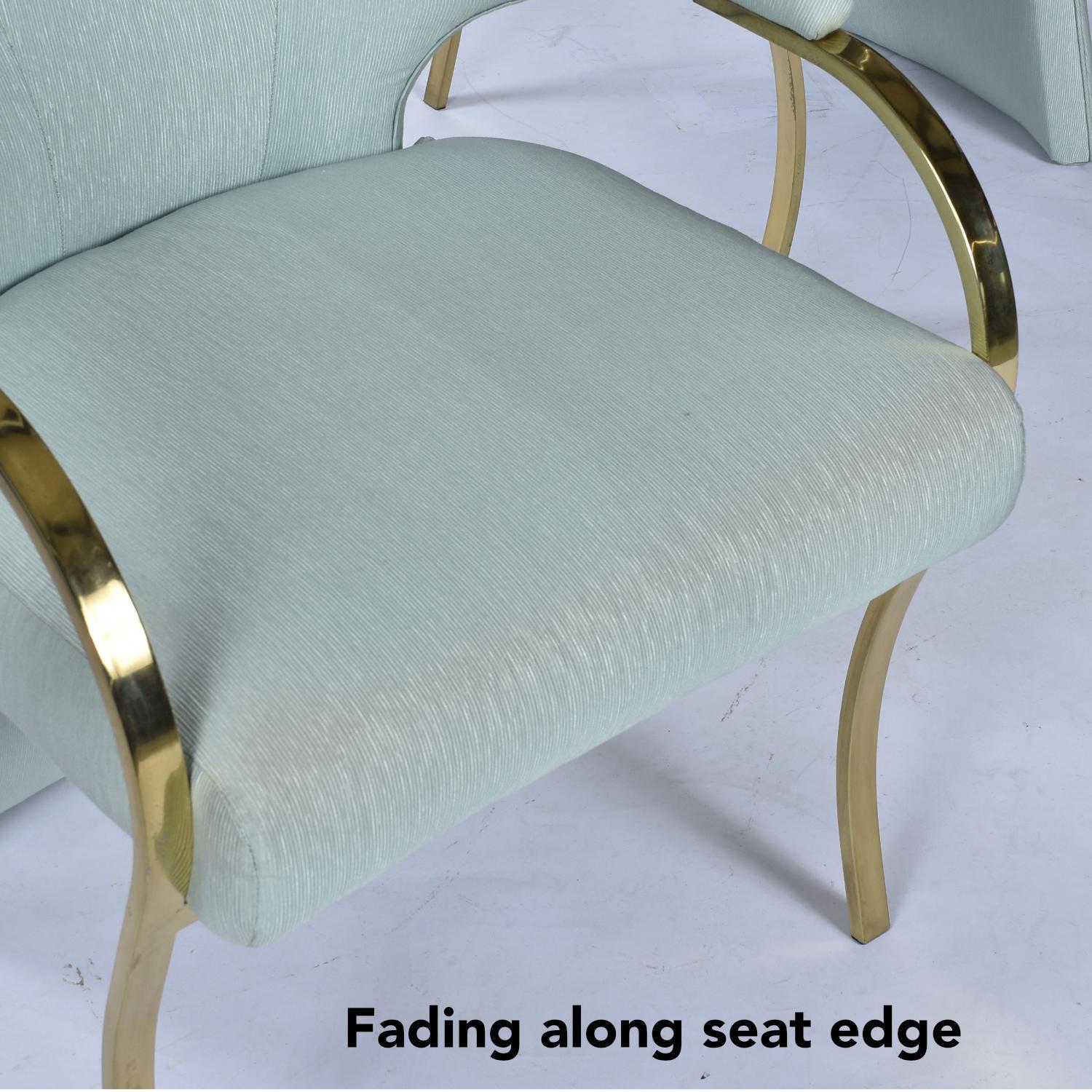 Hollywood Regency Brass Gold and Glass Dining Set with Carson's Armchairs For Sale 12