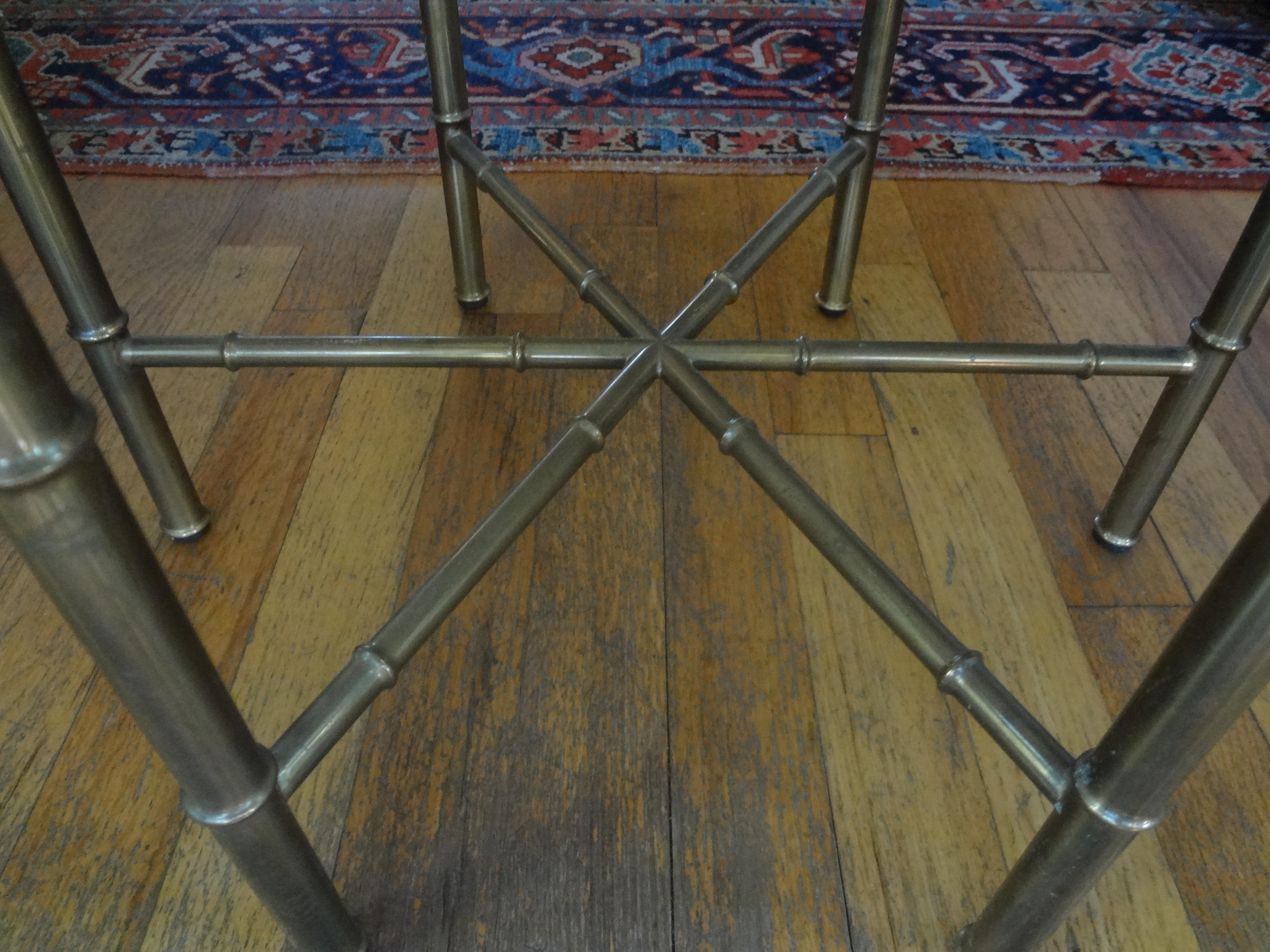 Late 20th Century Hollywood Regency Brass Hexagonal Table For Sale