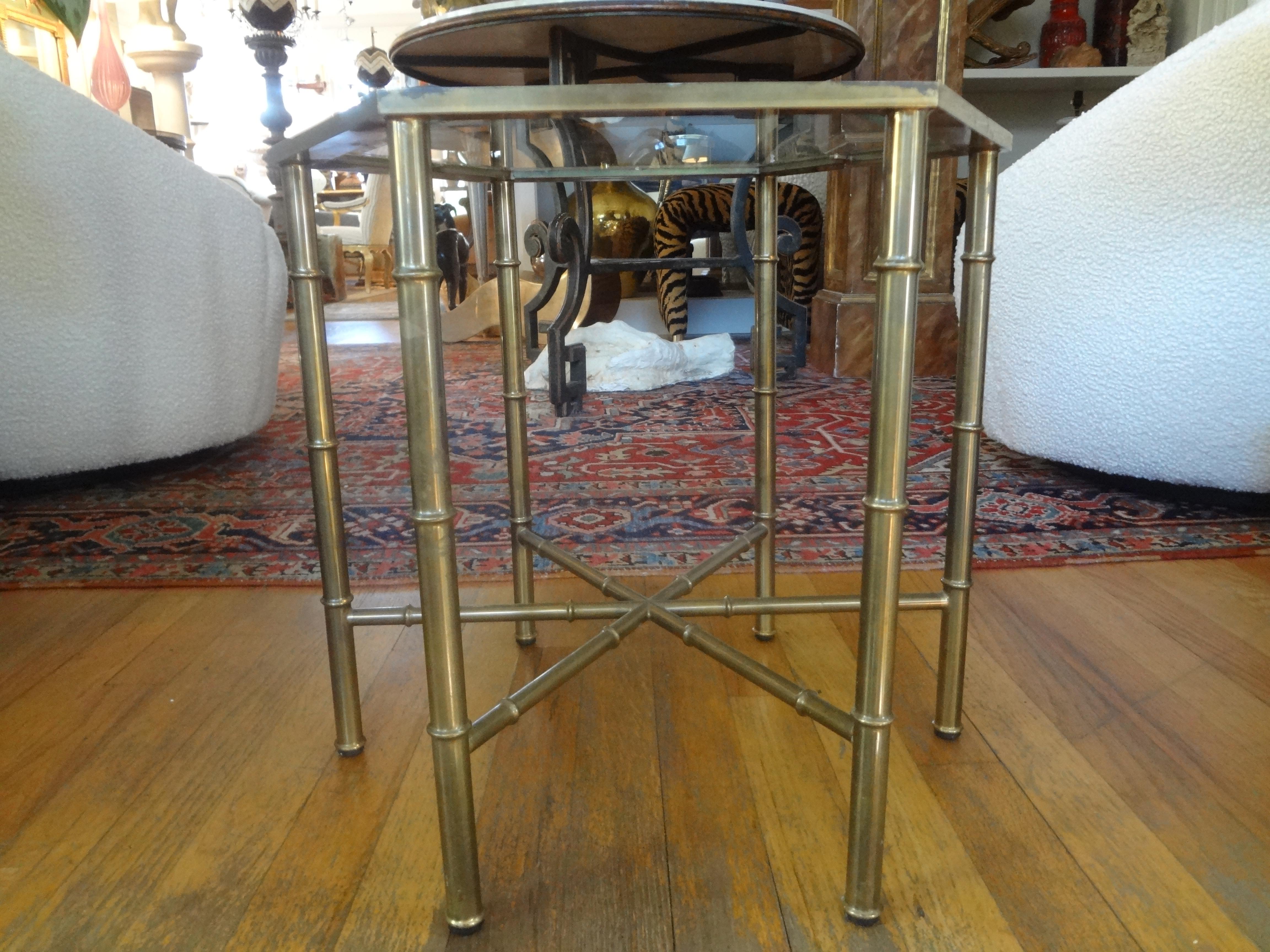 Hollywood Regency Brass Hexagonal Table For Sale 1