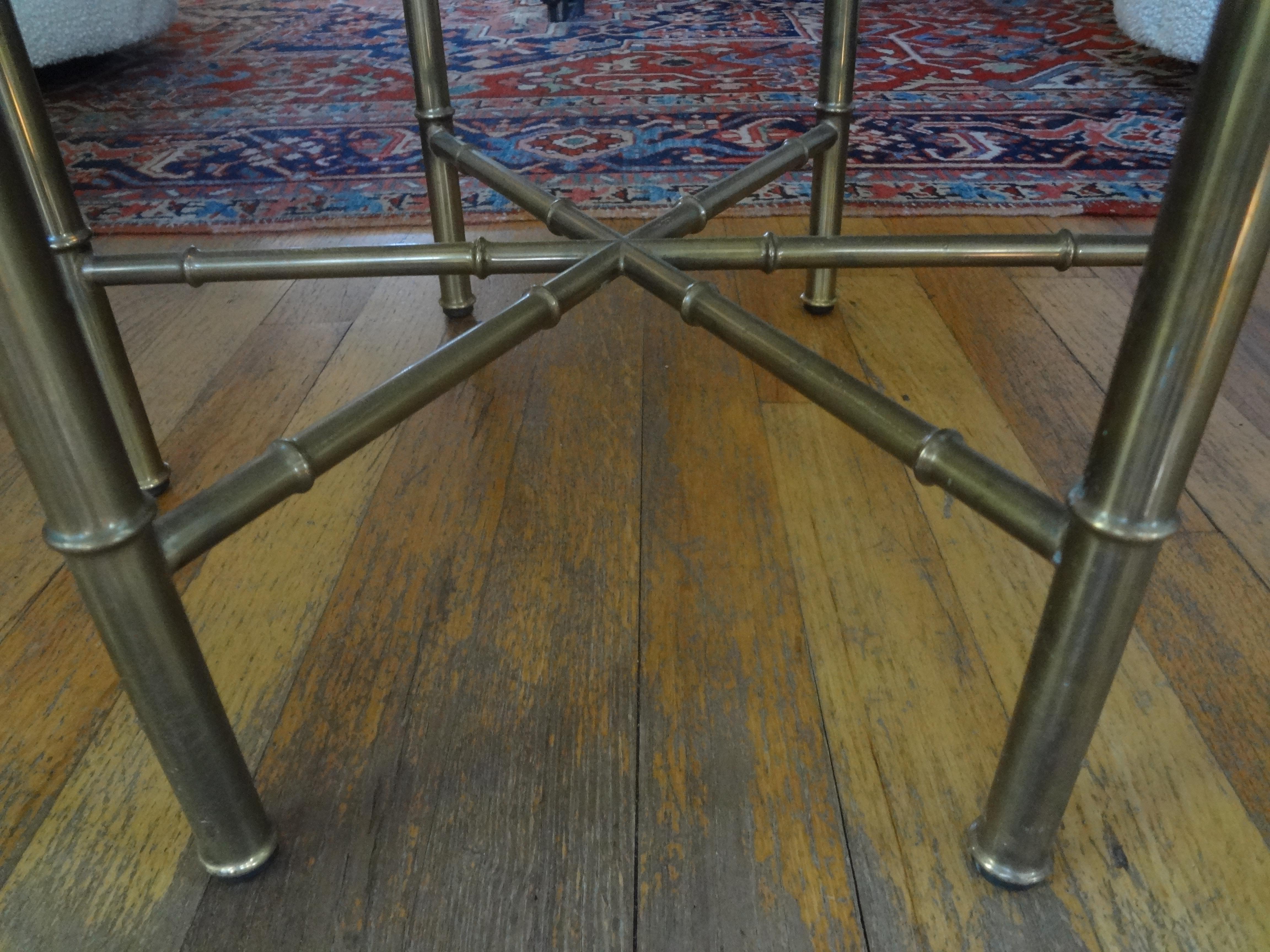 Hollywood Regency Brass Hexagonal Table For Sale 2