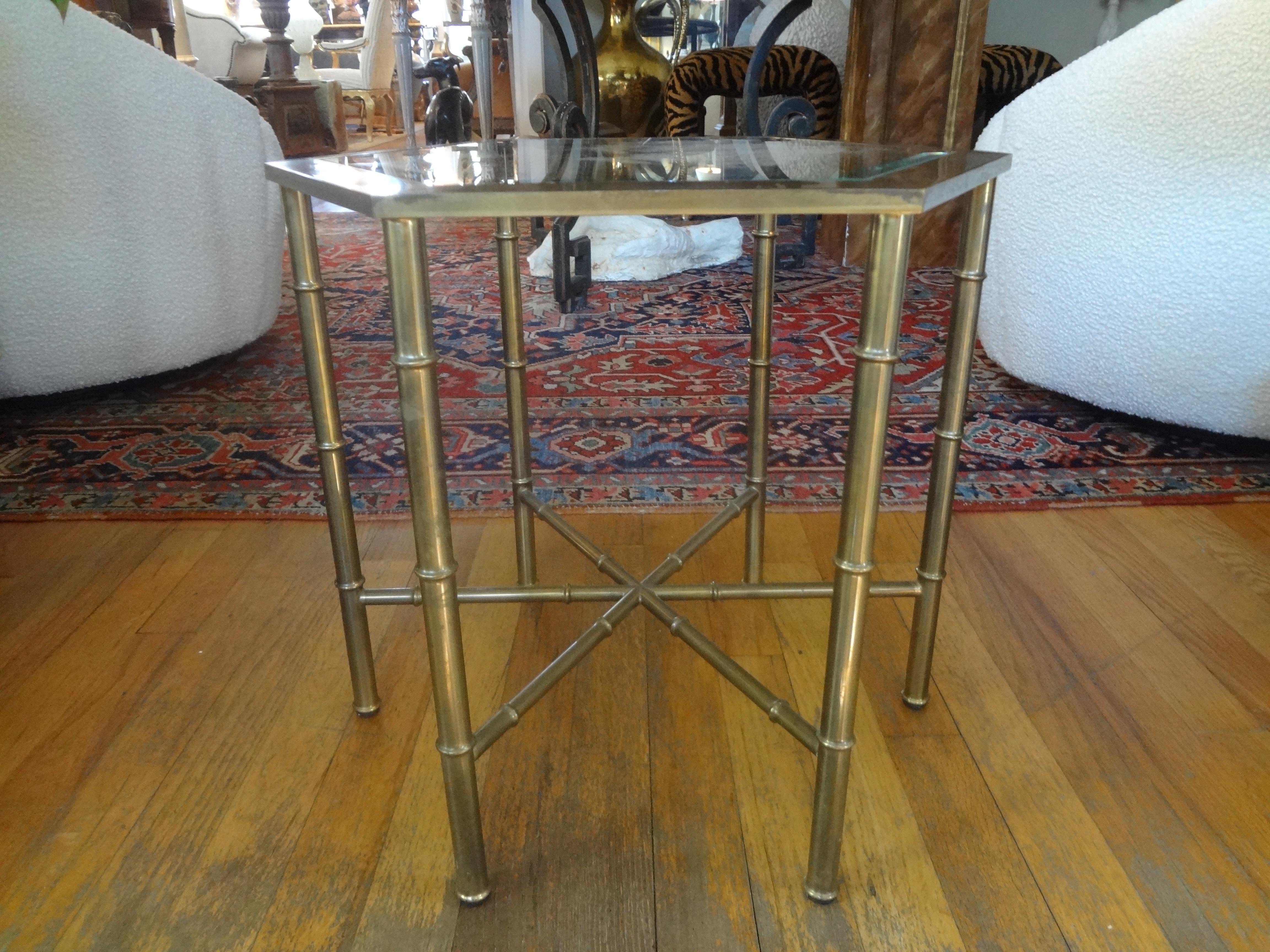 Hollywood Regency Brass Hexagonal Table For Sale 5