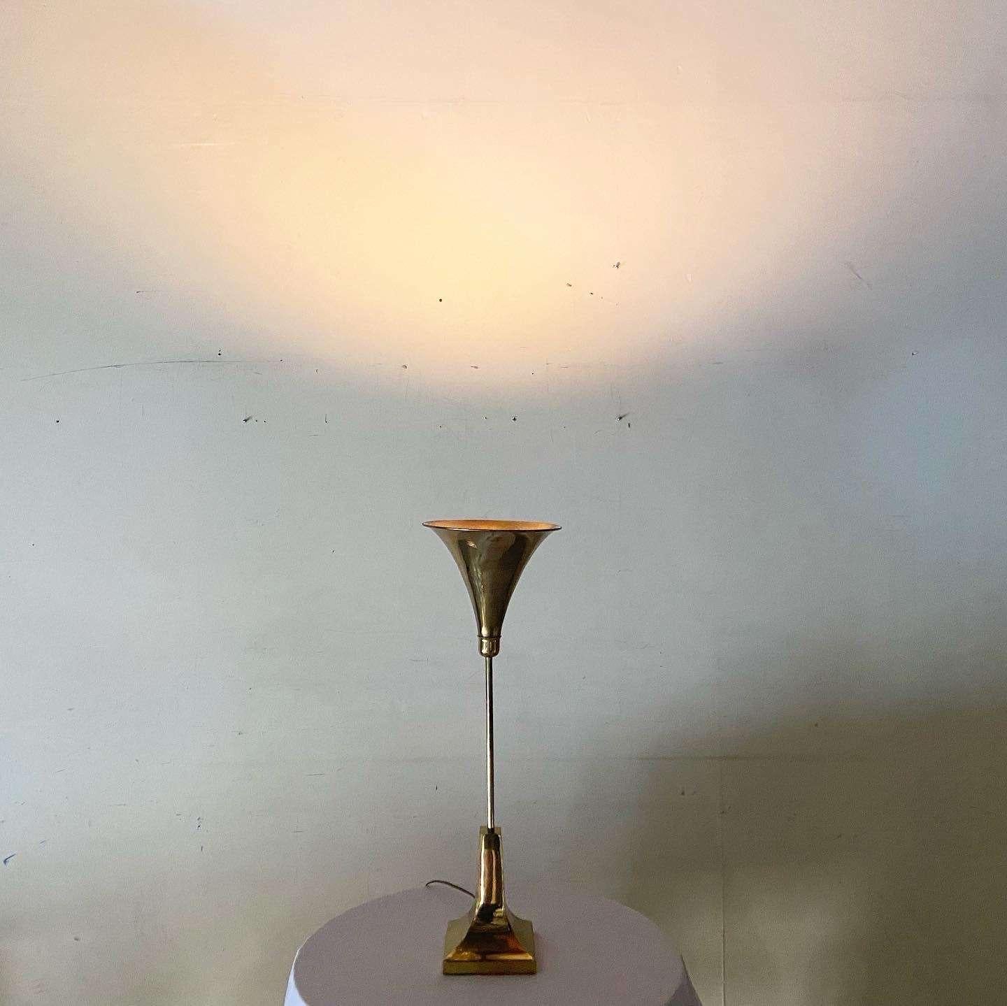 Late 20th Century Hollywood Regency Brass Horn Table Lamp