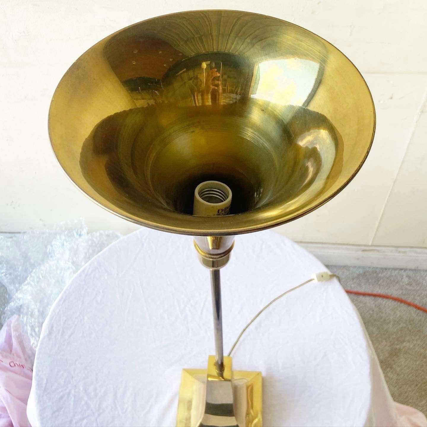 Hollywood Regency Brass Horn Table Lamp 2
