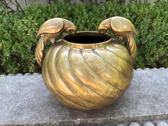 Hollywood Regency Brass Jardiniere With Parrots By Dolbi Cashier