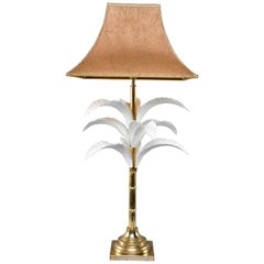 Retro Hollywood Regency Brass Lamp with Parchment Shade
