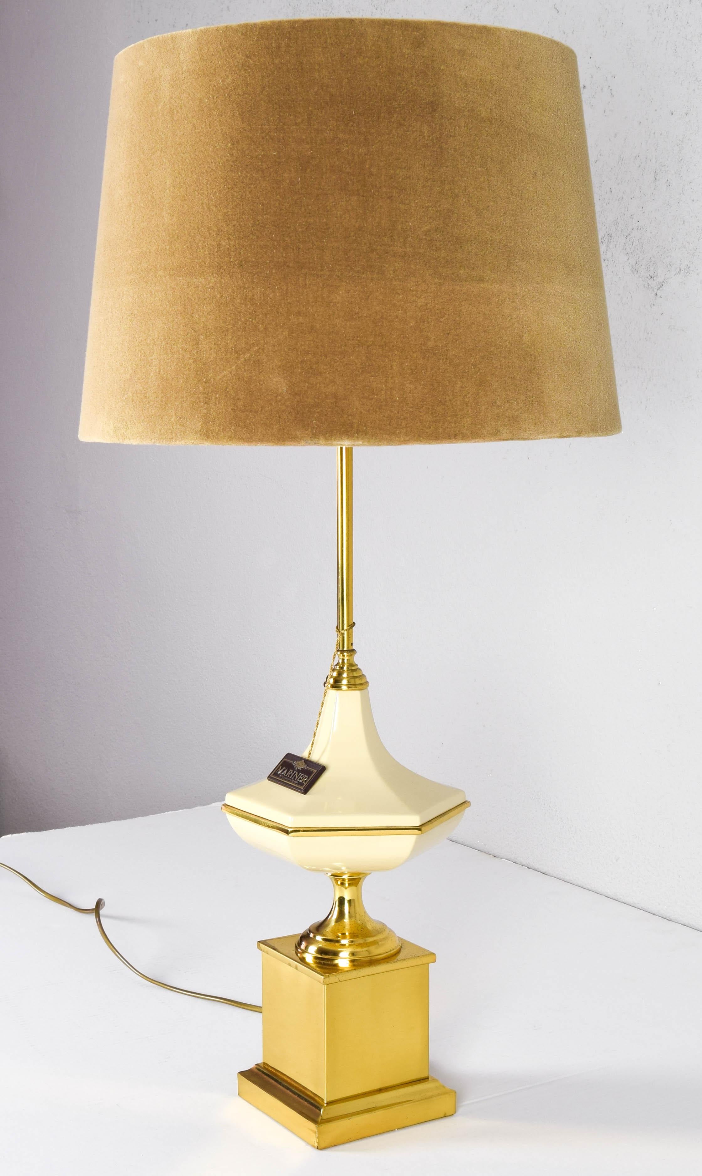Lacquered Hollywood Regency Brass Mariner Table Lamp Mid Century, Spain 70s For Sale