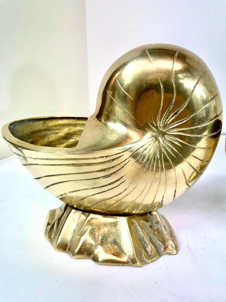 American 1950s brass shell nautilus vase or planter