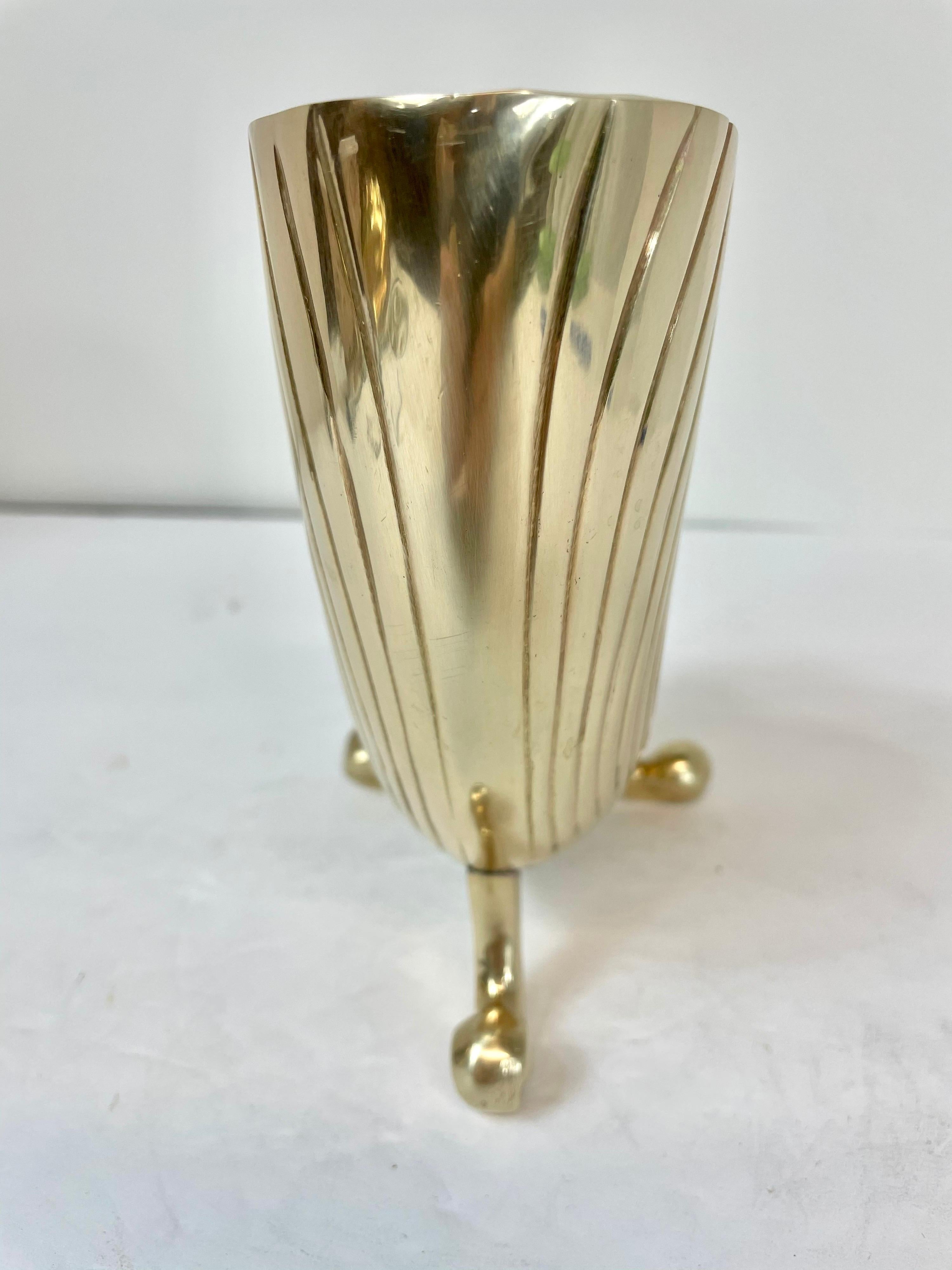 Polished Hollywood Regency Brass Nautilus Seashell Planter