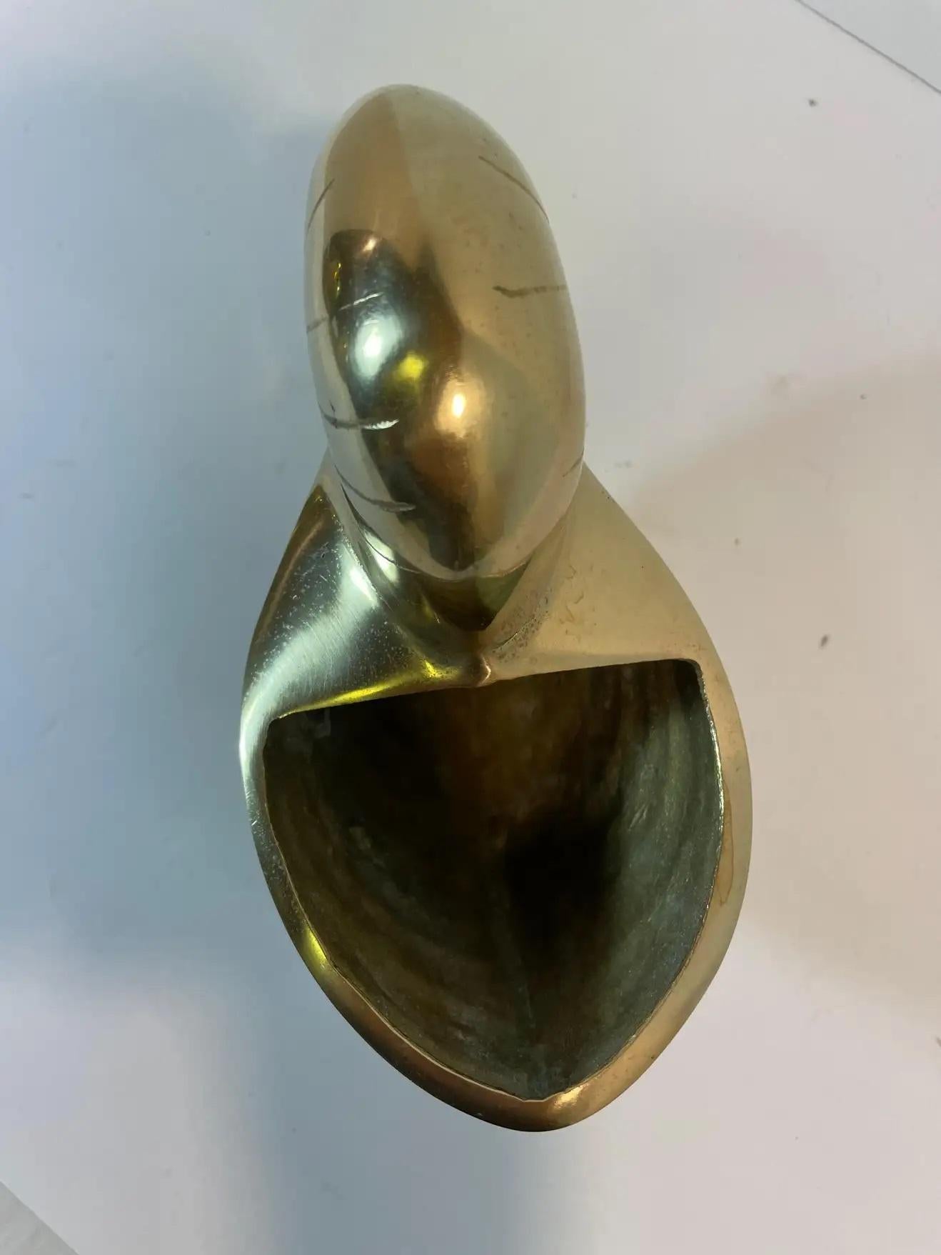 Hollywood Regency Brass Nautilus Seashell Planter For Sale 2