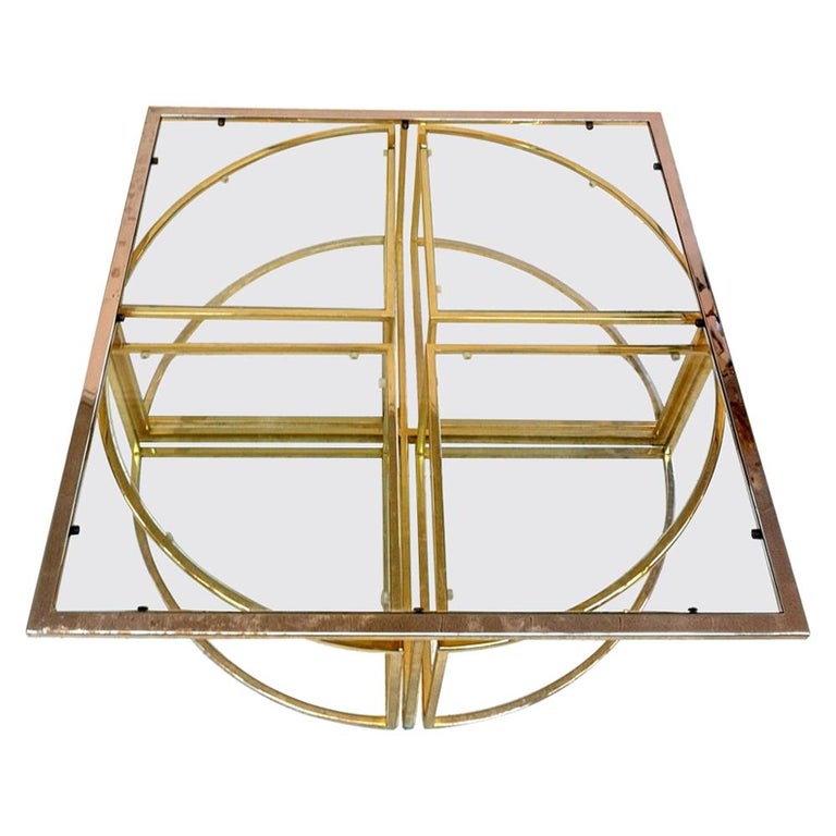 Hollywood Regency Brass Nesting Coffee Table Set, 1960s at 1stDibs