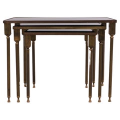 Hollywood-Regency-Stapeltische aus Messing von Maison Charles Frankreich 1950er Jahre