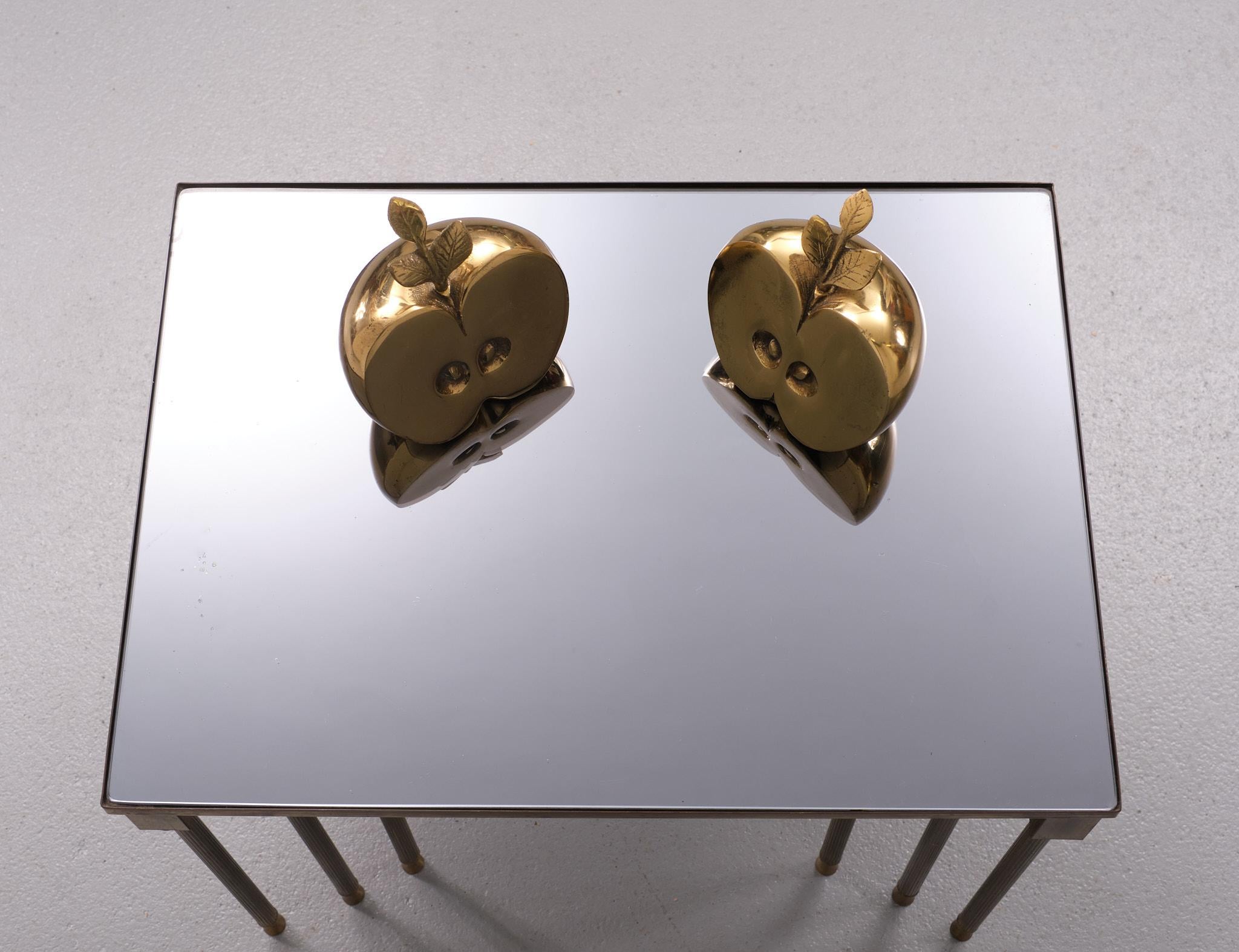 Hollywood Regency Brass nesting tables by Maison Charles  France 1950s  For Sale 4