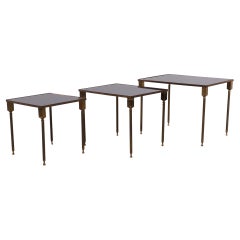 Hollywood Regency Brass nesting tables by Maison Charles  France 1950s 