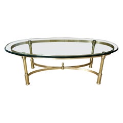 Mesa de centro ovalada de latón Hollywood Regency Made Italy