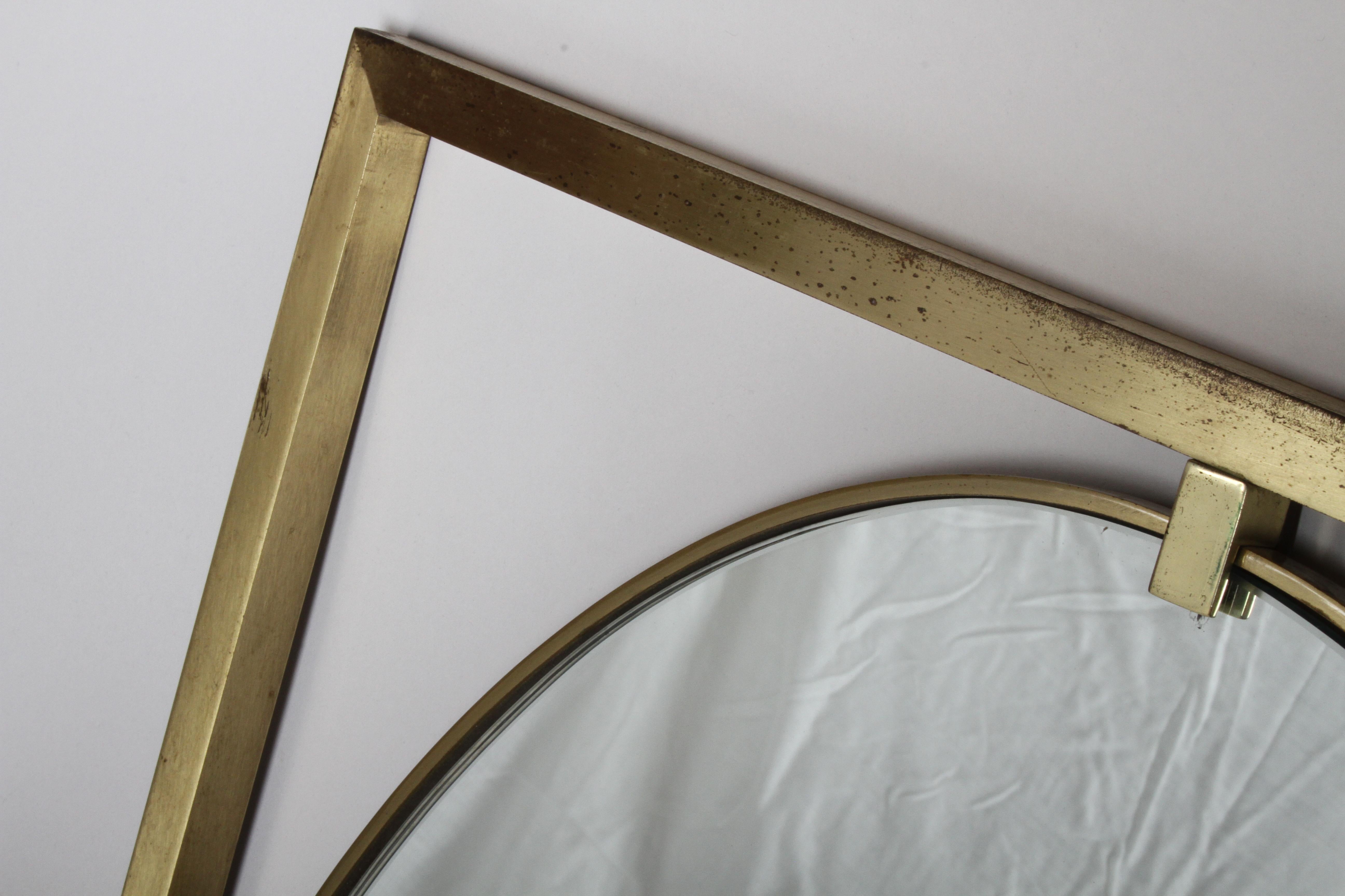 Hollywood Regency Brass Oval Mirror by John Widdicomb In Good Condition For Sale In St. Louis, MO