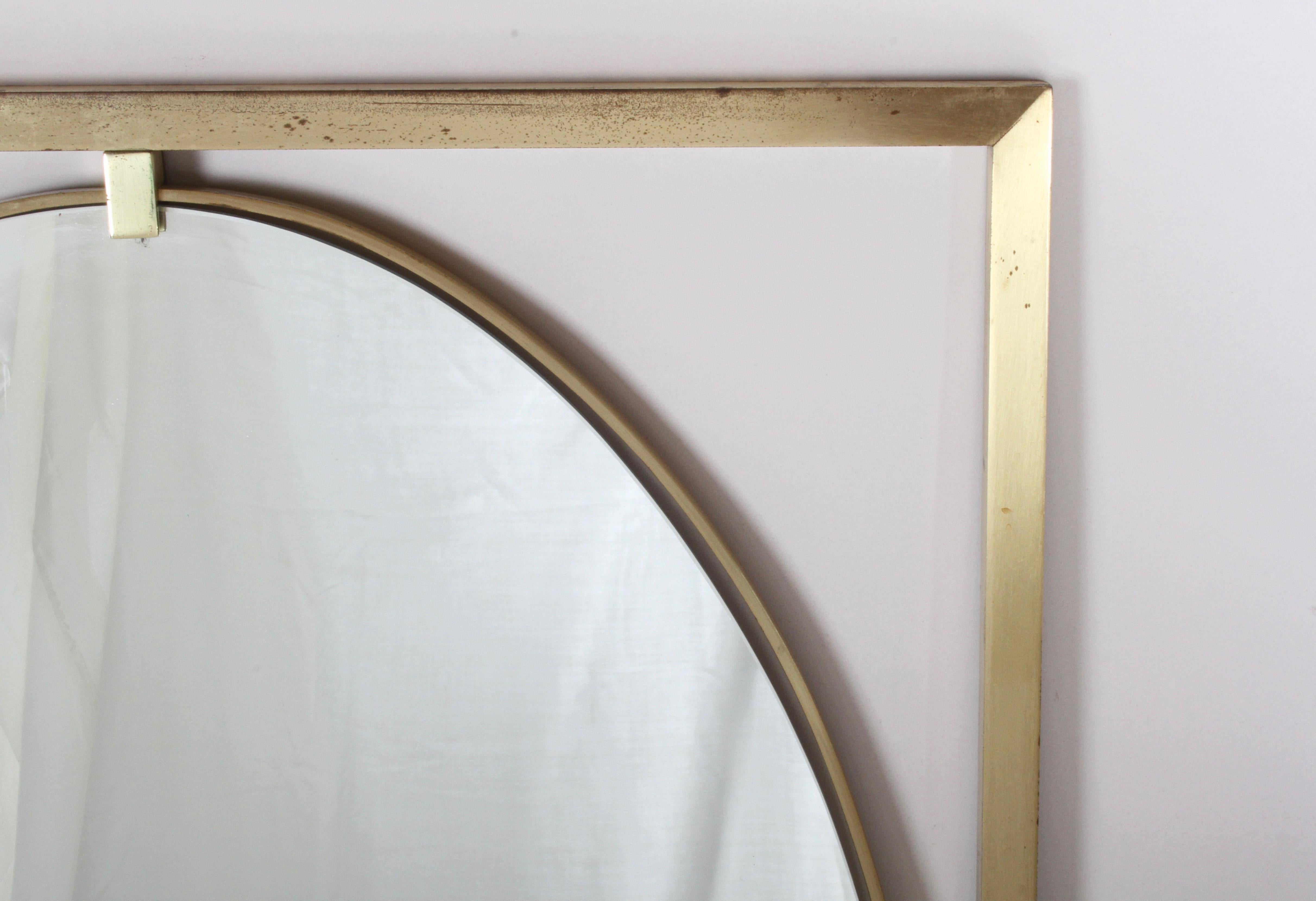 Mid-20th Century Hollywood Regency Brass Oval Mirror by John Widdicomb For Sale