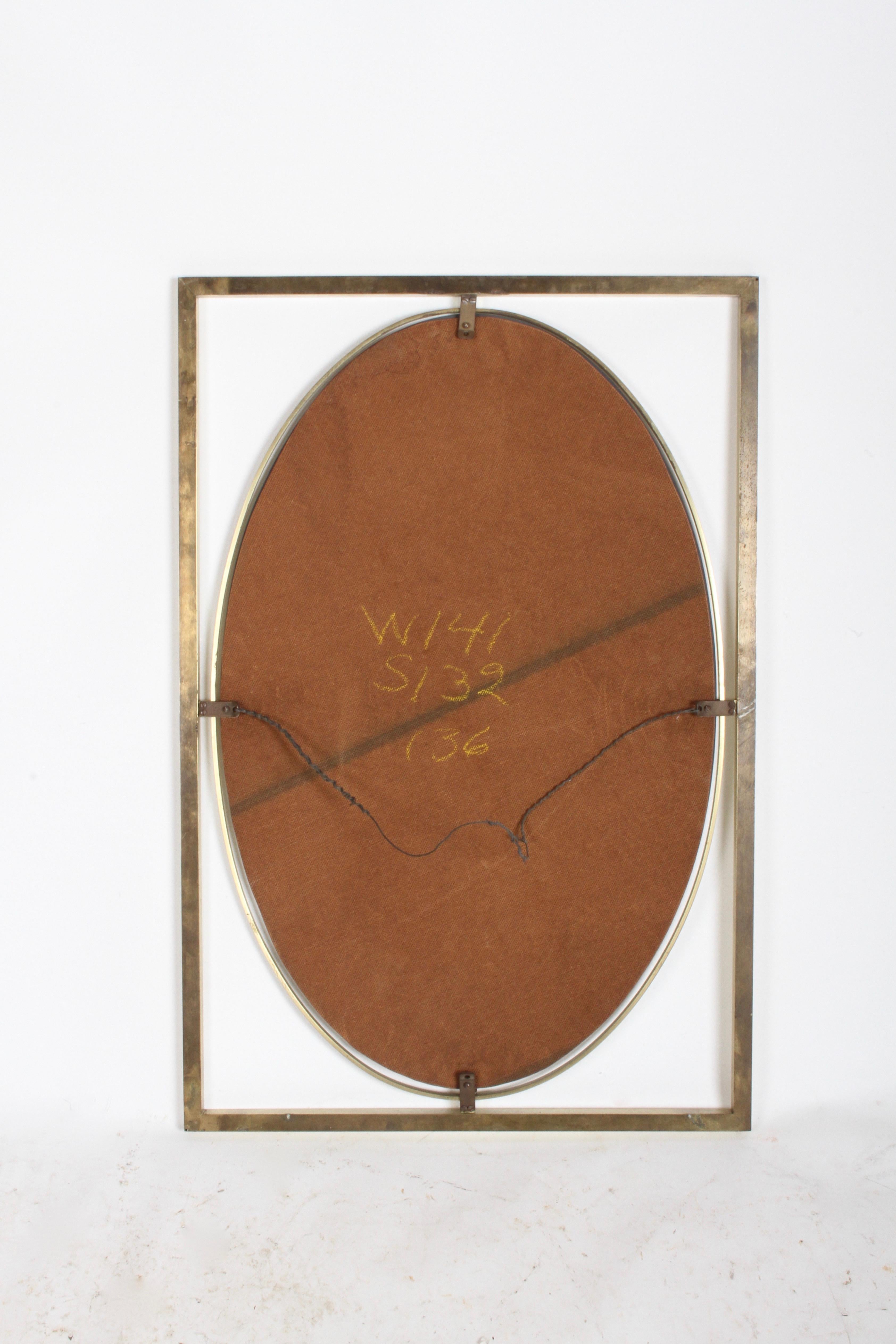 Hollywood Regency Brass Oval Mirror by John Widdicomb For Sale 1