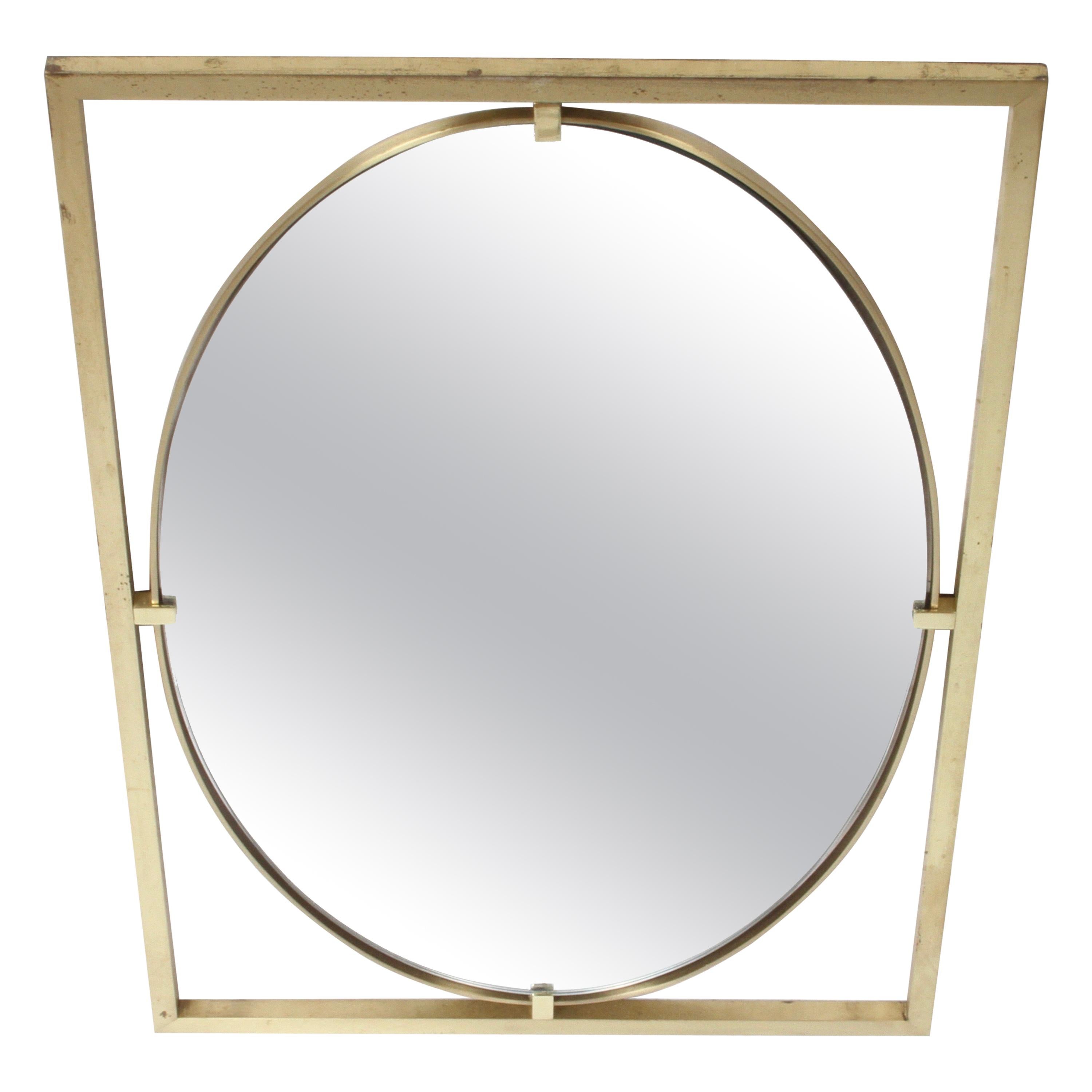 Hollywood Regency Brass Oval Mirror by John Widdicomb For Sale
