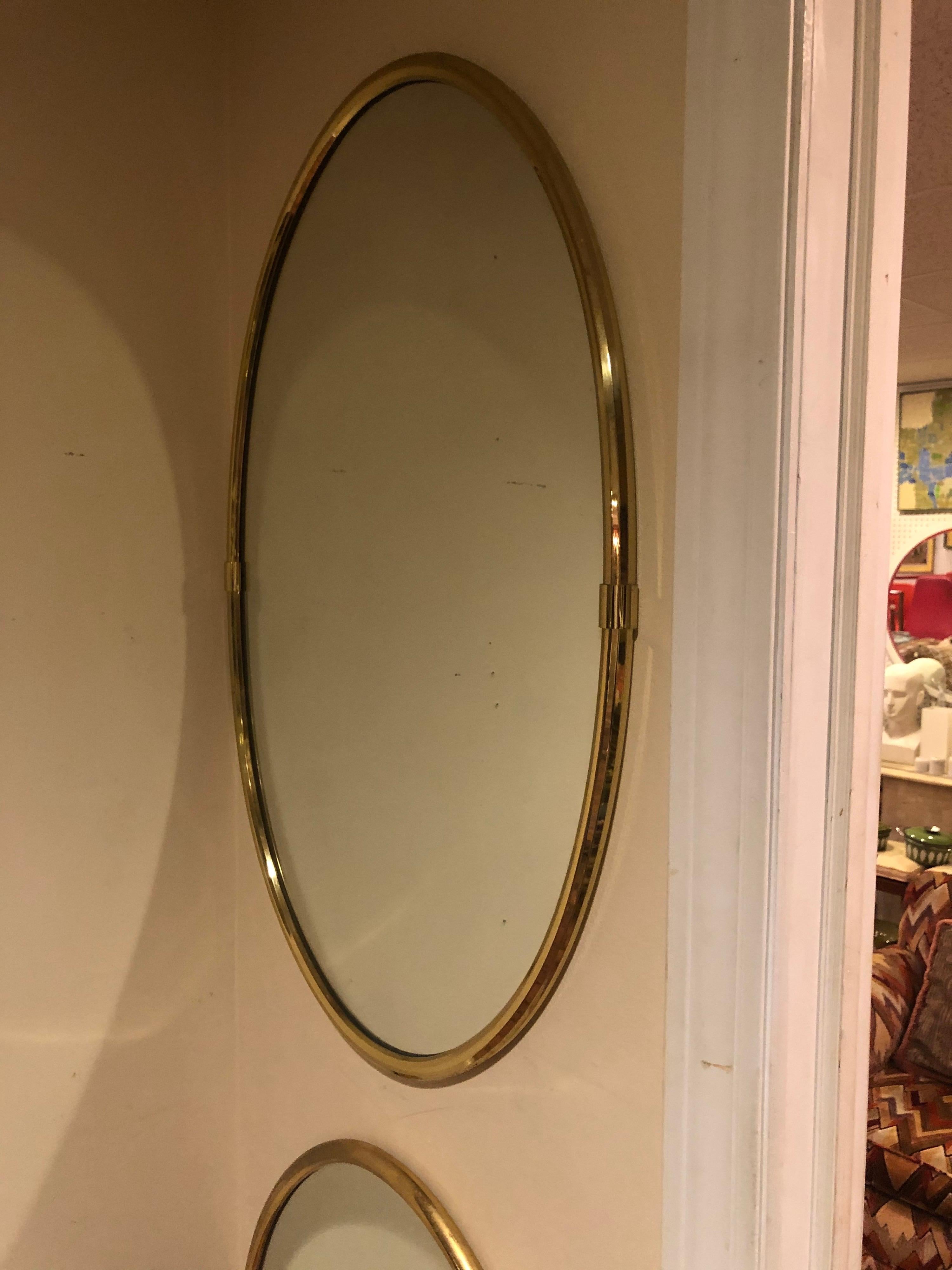 Hollywood Regency Brass Oval Mirror 6