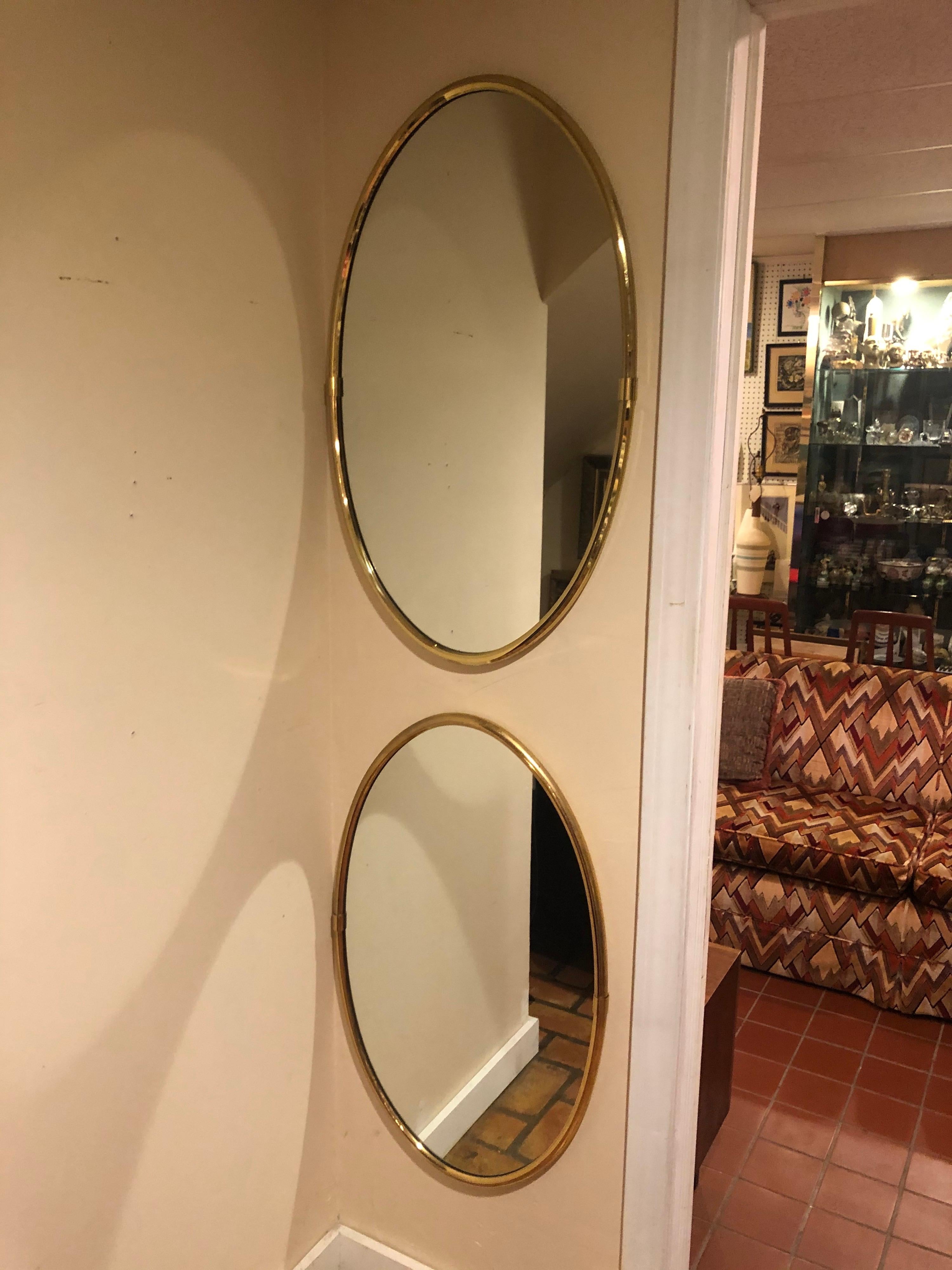 Hollywood Regency Brass Oval Mirror 7