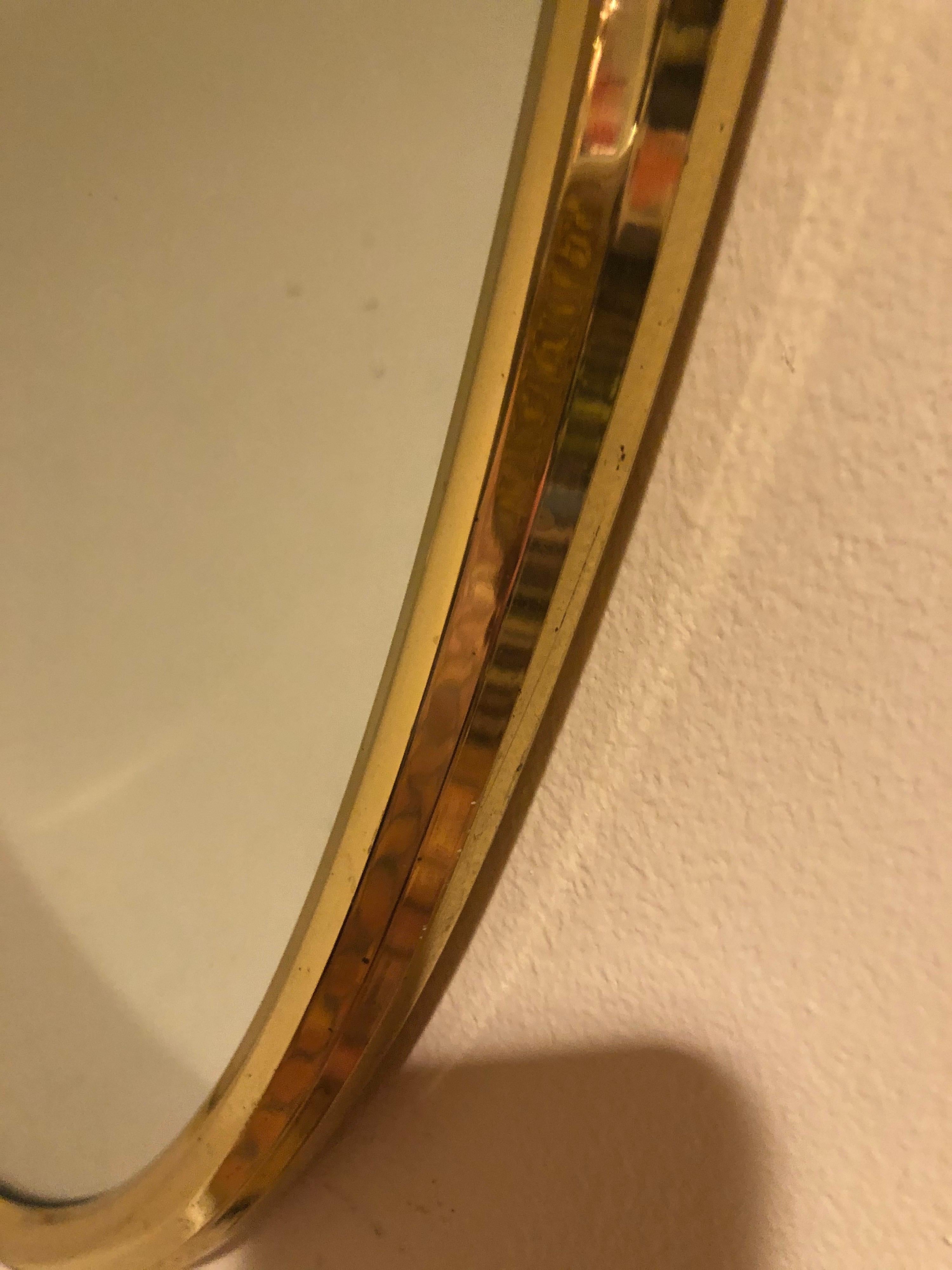 Hollywood Regency Brass Oval Mirror 3