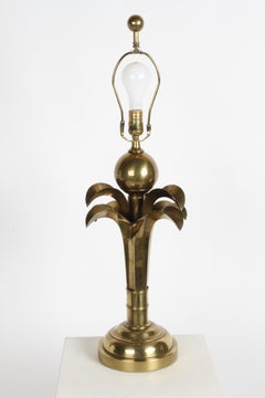 Hollywood Regency Lámpara de latón con forma de palmera circa 1970s by Hart Associates