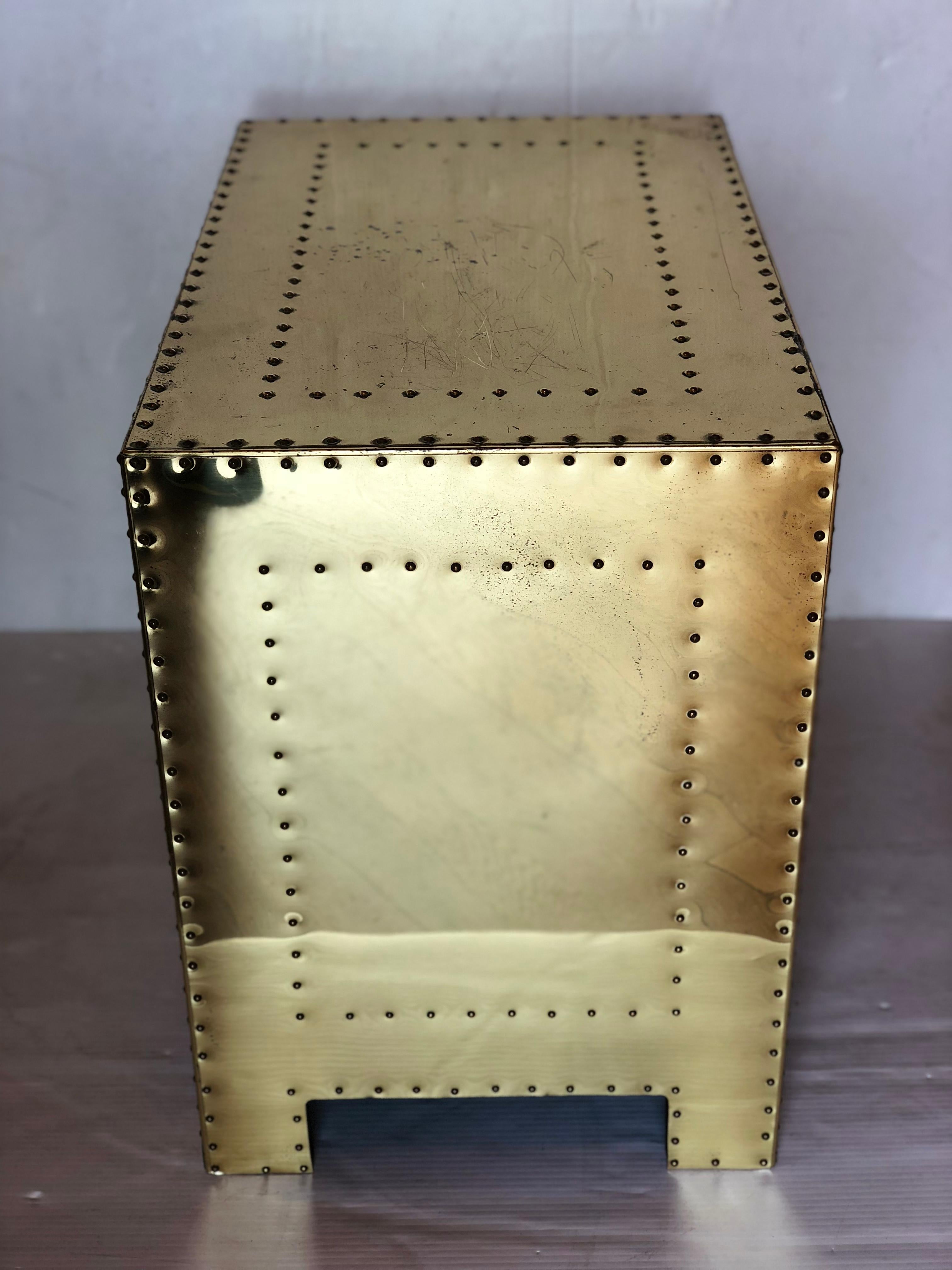 Hollywood Regency Brass Petite Chest of Drawers by Sarreid In Good Condition In San Diego, CA