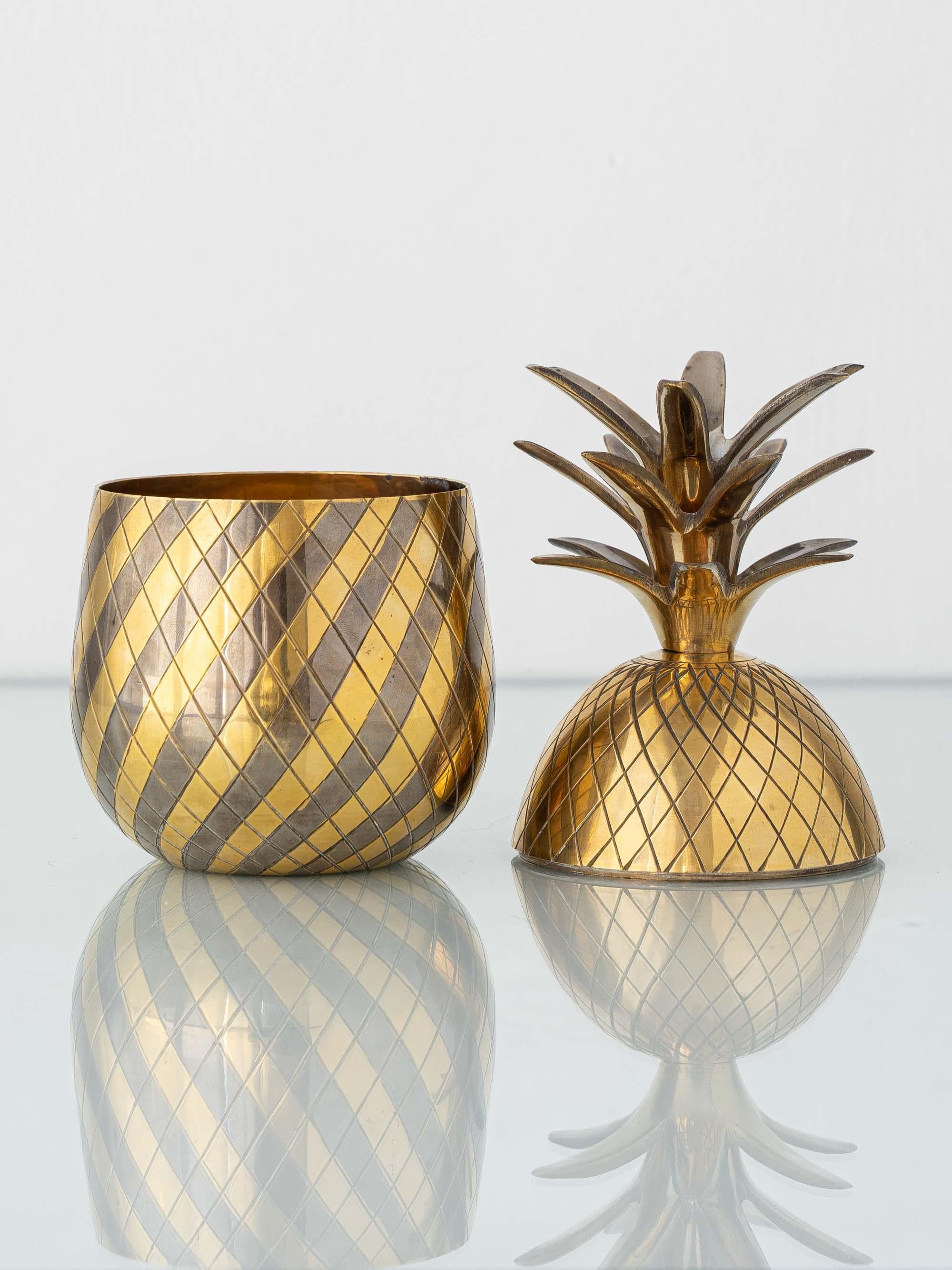European Hollywood Regency Brass Pineapple Ice Bucket, 1960s-1970s For Sale