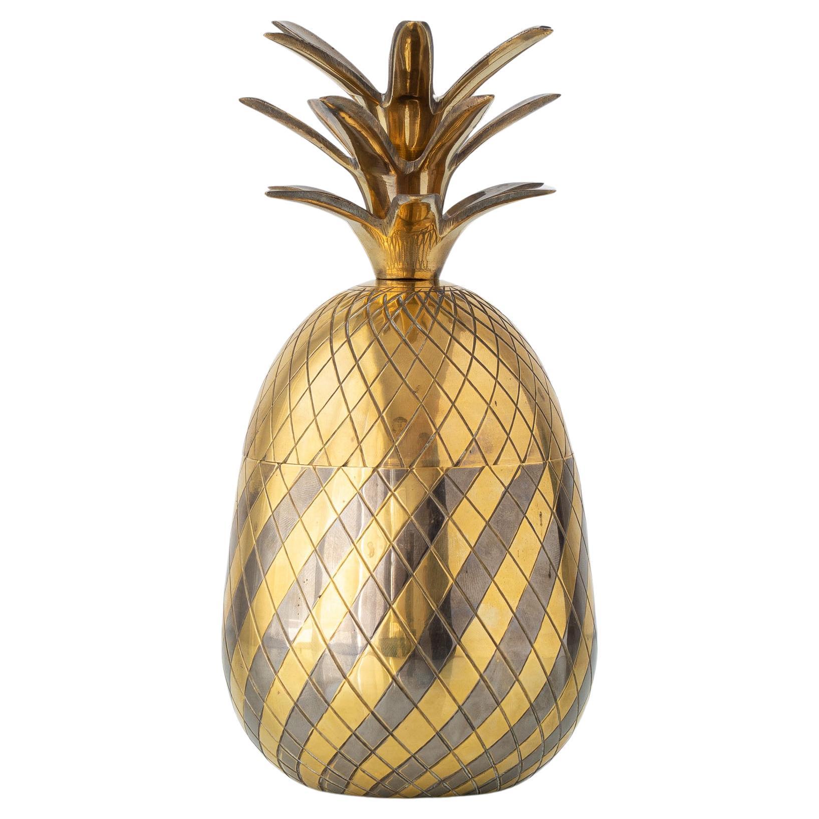 Hollywood Regency Brass Pineapple Ice Bucket, 1960s-1970s